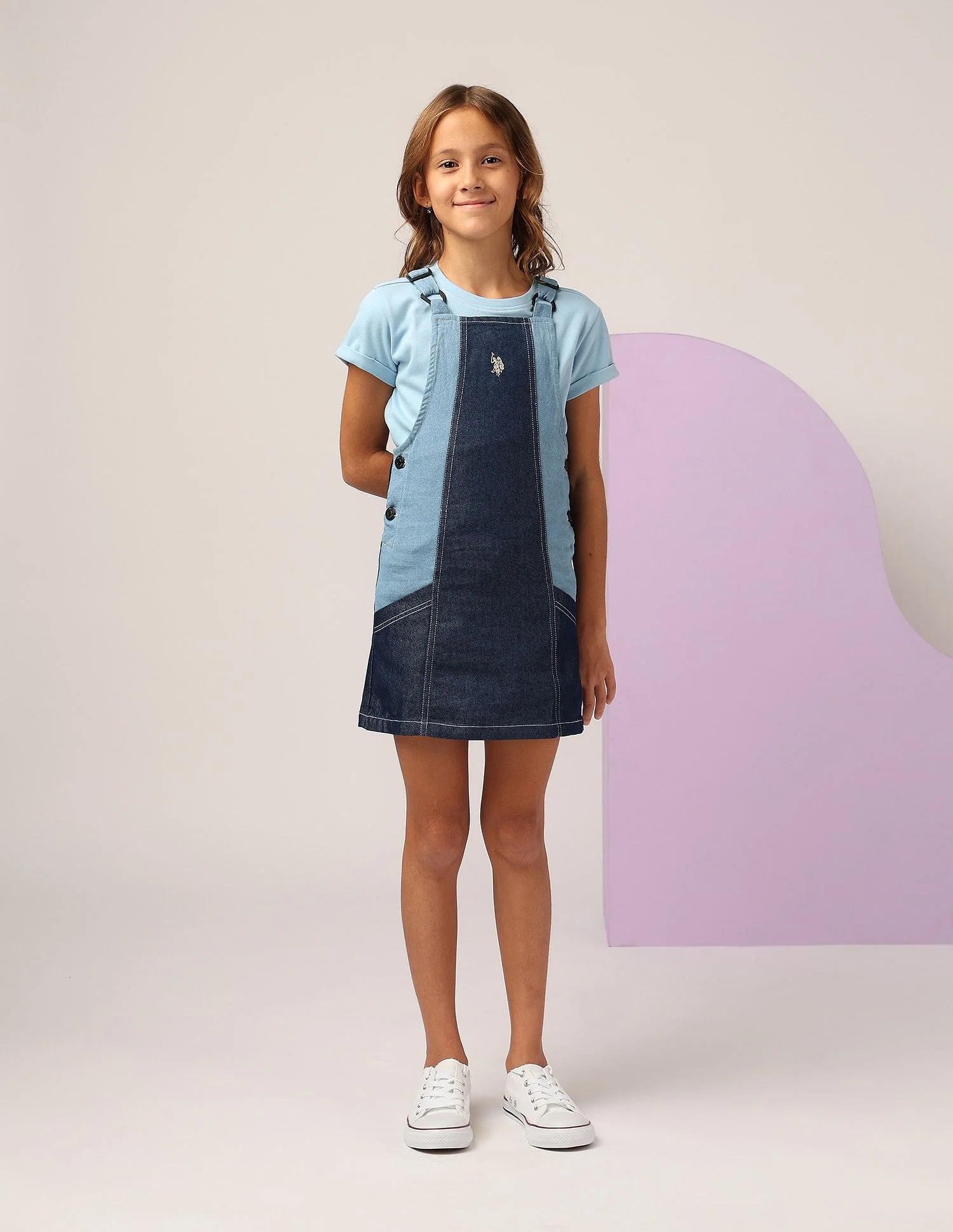 Girls Colorblock Dungree Dress Colorblock Dungree Dress - Image 3