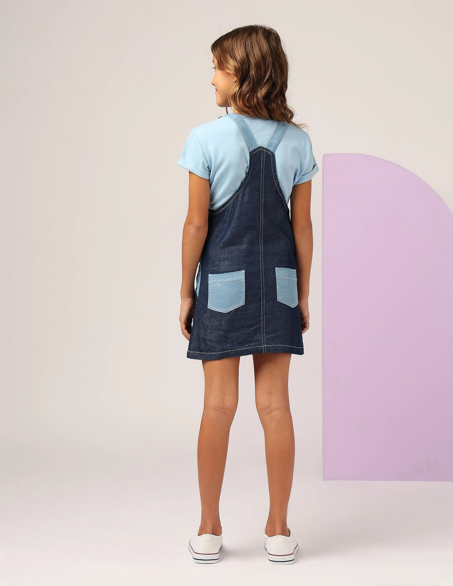 Girls Colorblock Dungree Dress Colorblock Dungree Dress - Image 4