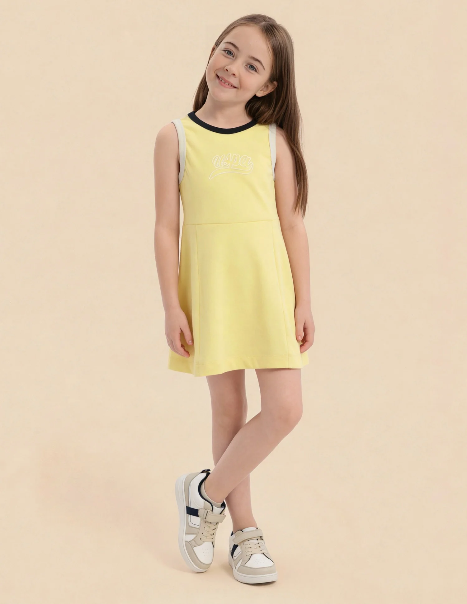 Girls Constrast Rib Skater Dress - Image 3