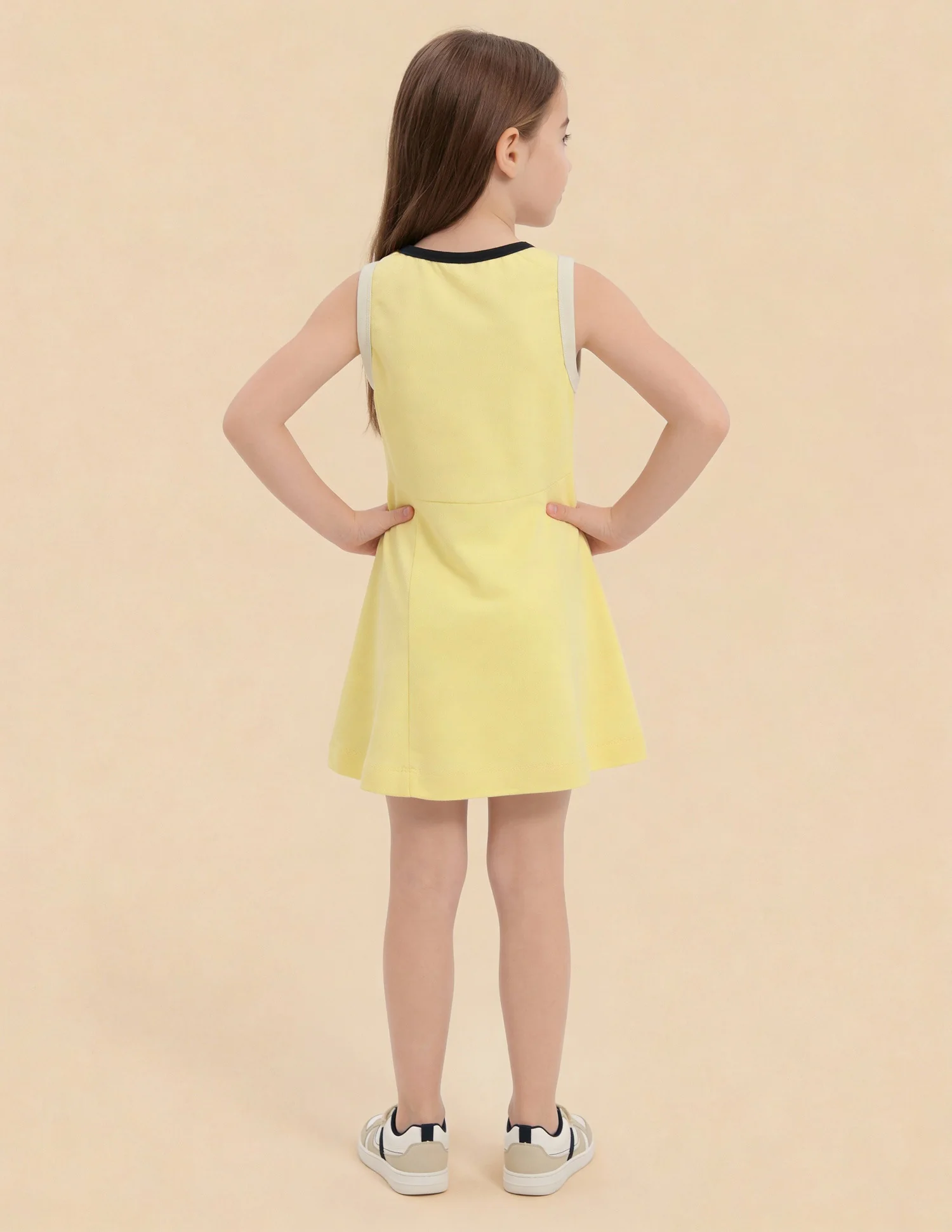 Girls Constrast Rib Skater Dress - Image 4