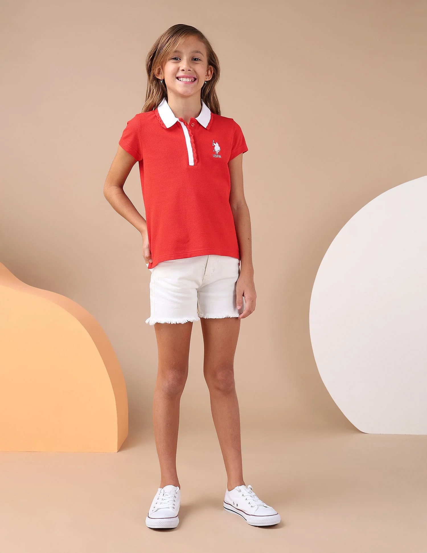 Girls Contrast Collar Relaxed Fit Polo Shirt - Image 3