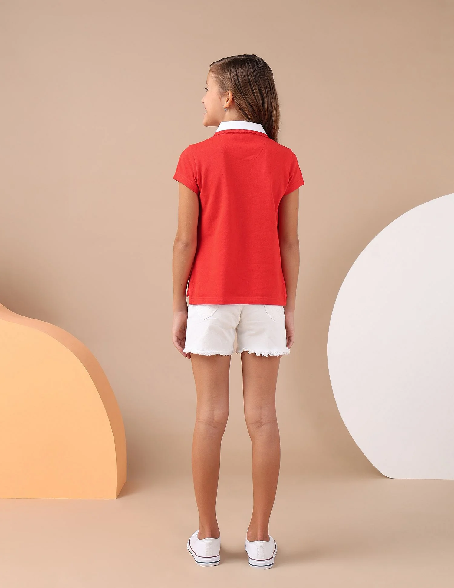 Girls Contrast Collar Relaxed Fit Polo Shirt - Image 4