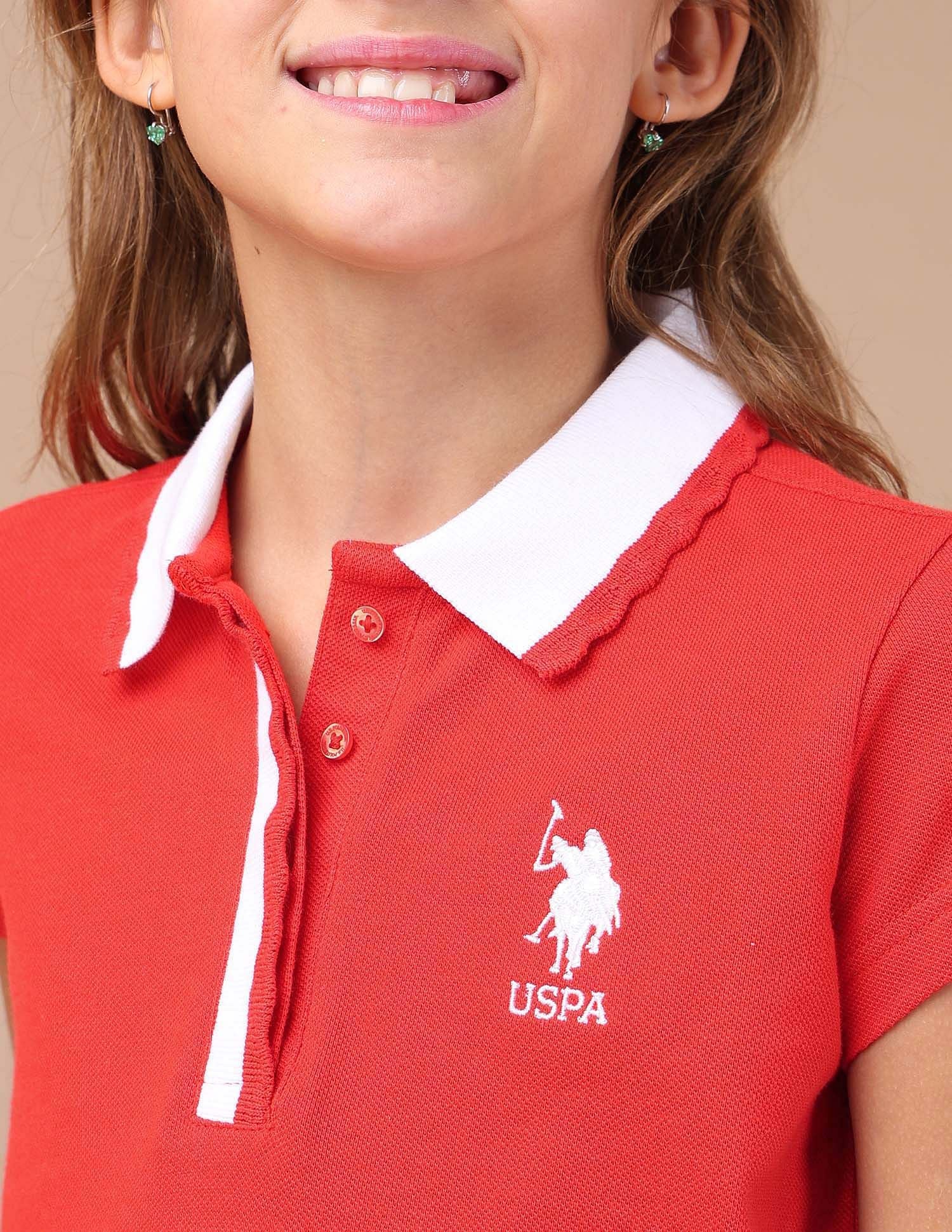 Girls Contrast Collar Relaxed Fit Polo Shirt - Image 5
