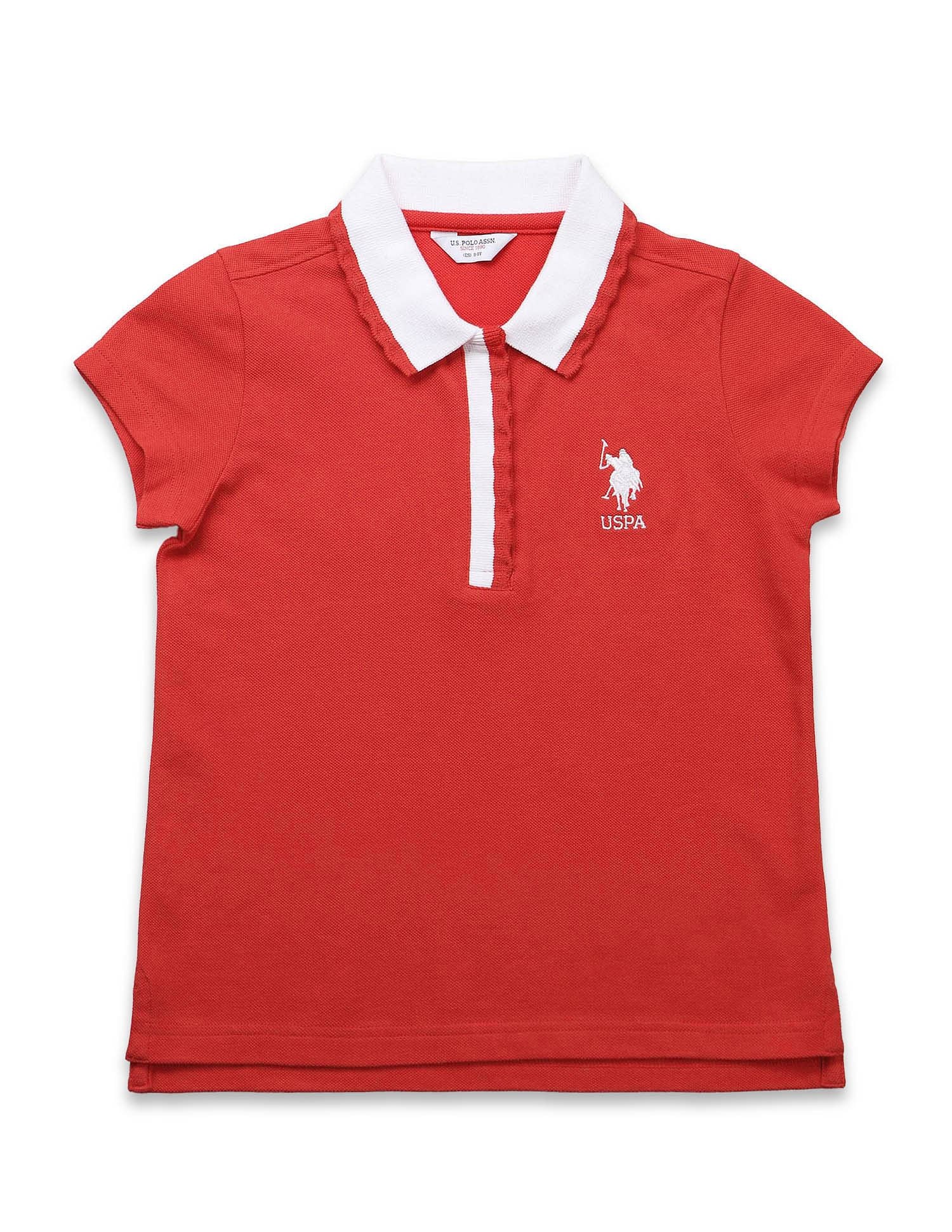 Girls Contrast Collar Relaxed Fit Polo Shirt - Image 6