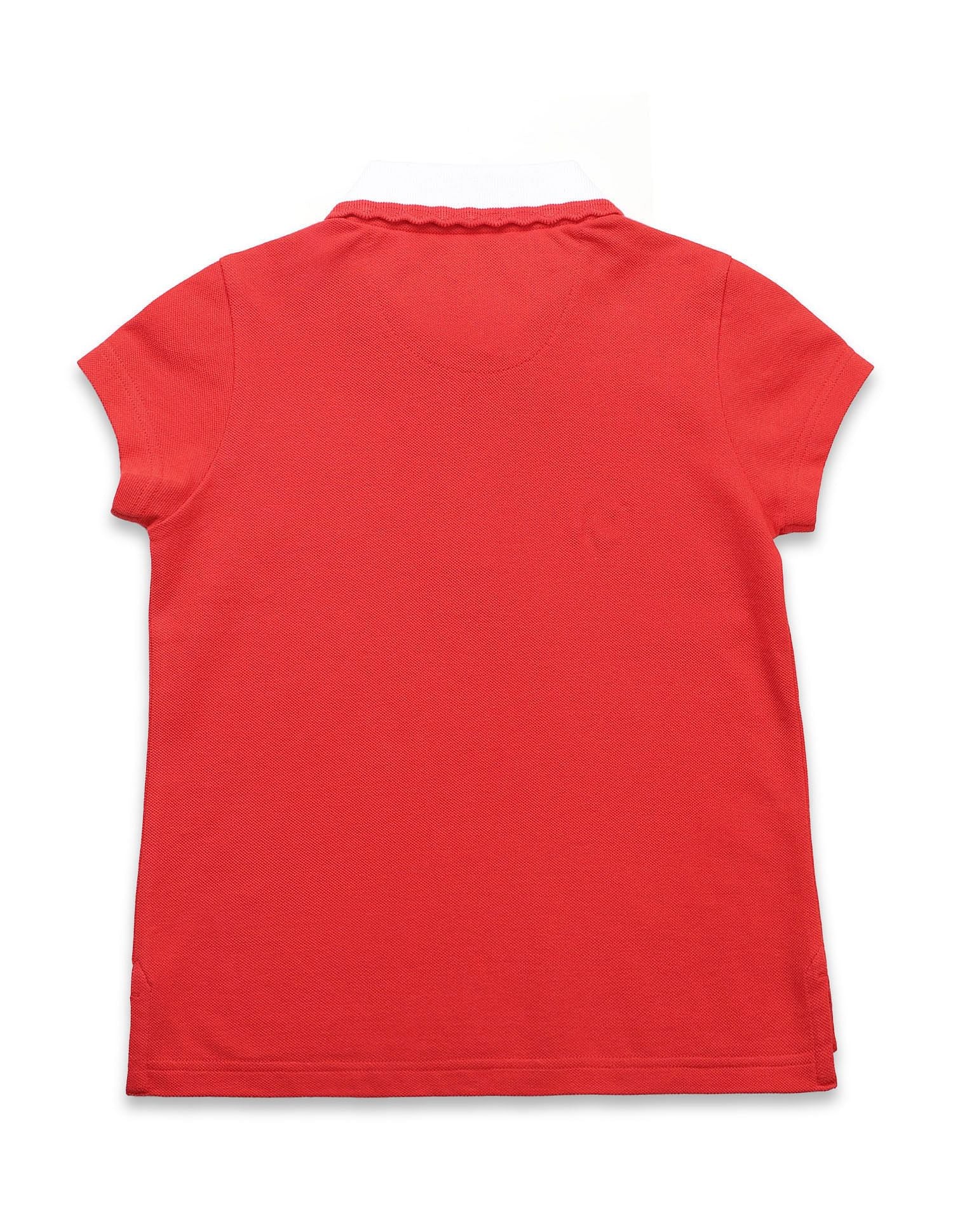 Girls Contrast Collar Relaxed Fit Polo Shirt - Image 7
