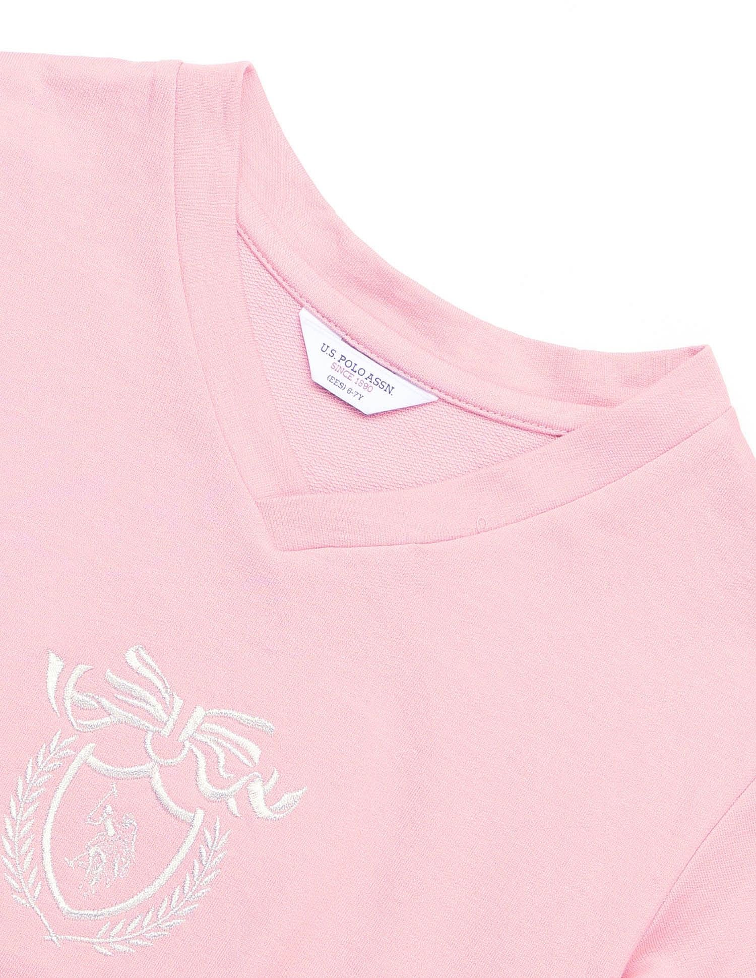 Girls Crest Embroidered Cotton T-Shirt - Image 8