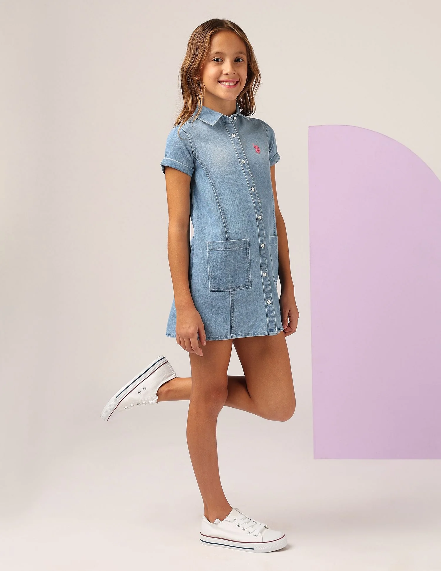 Girls Denim A-line Dress