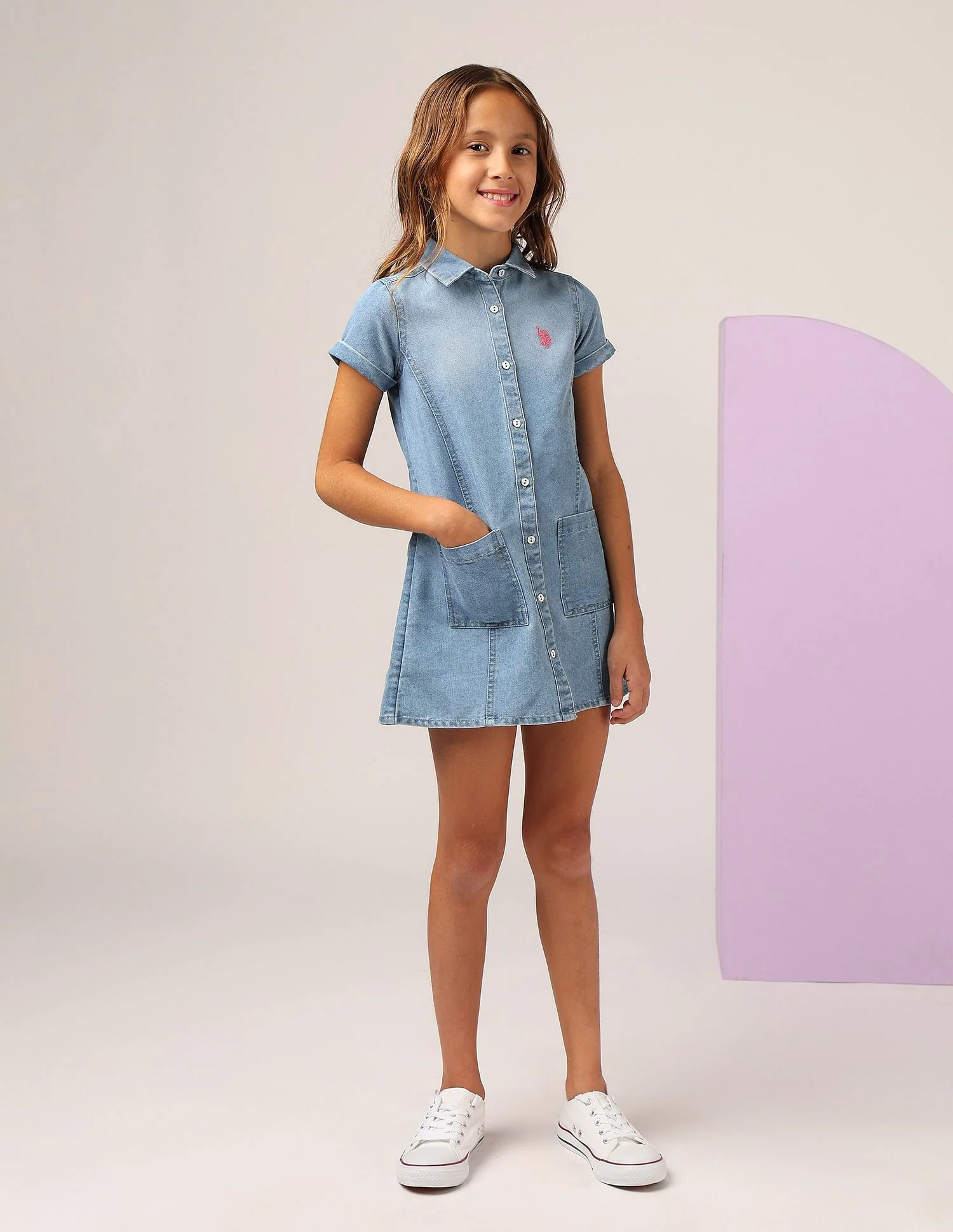Girls Denim A-line Dress - Image 3