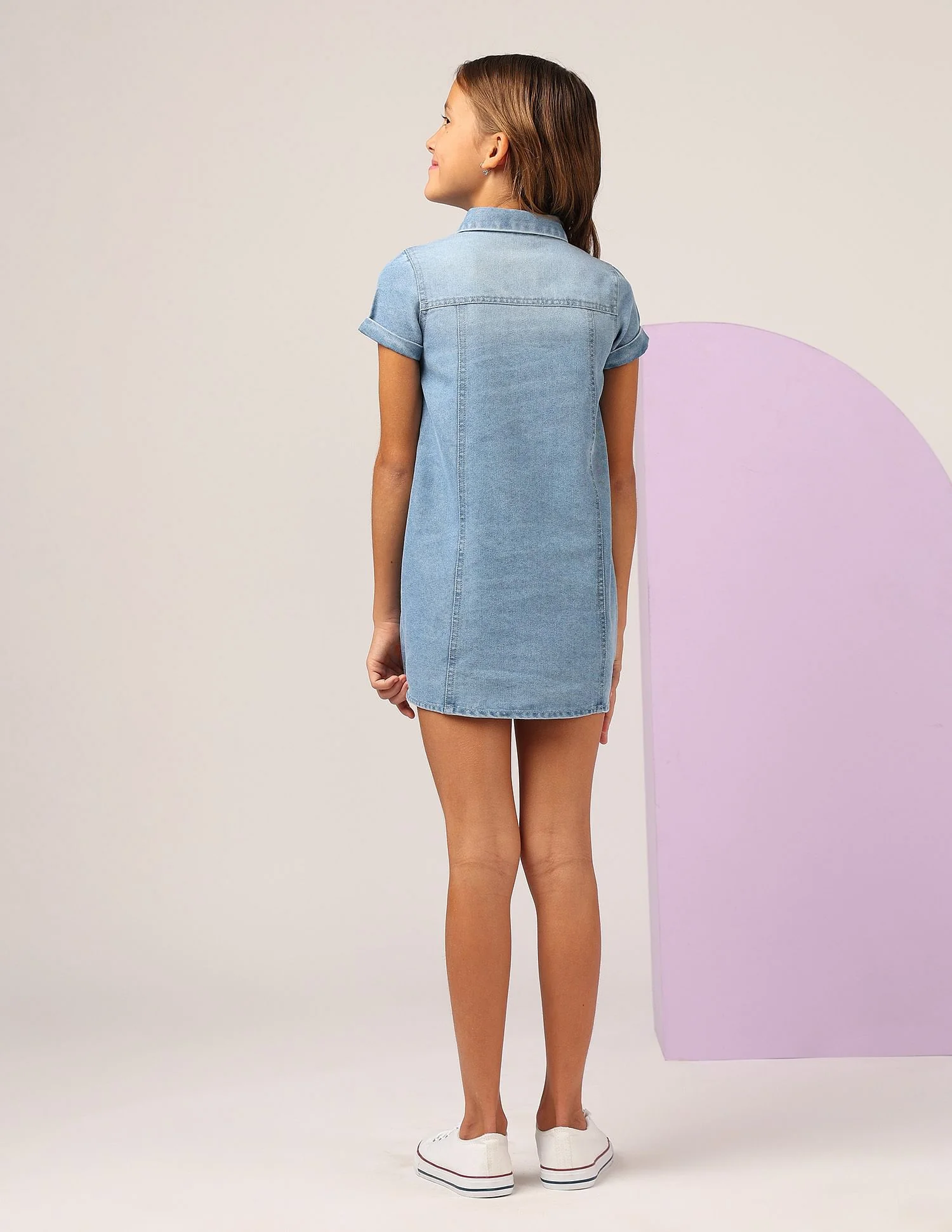 Girls Denim A-line Dress - Image 4