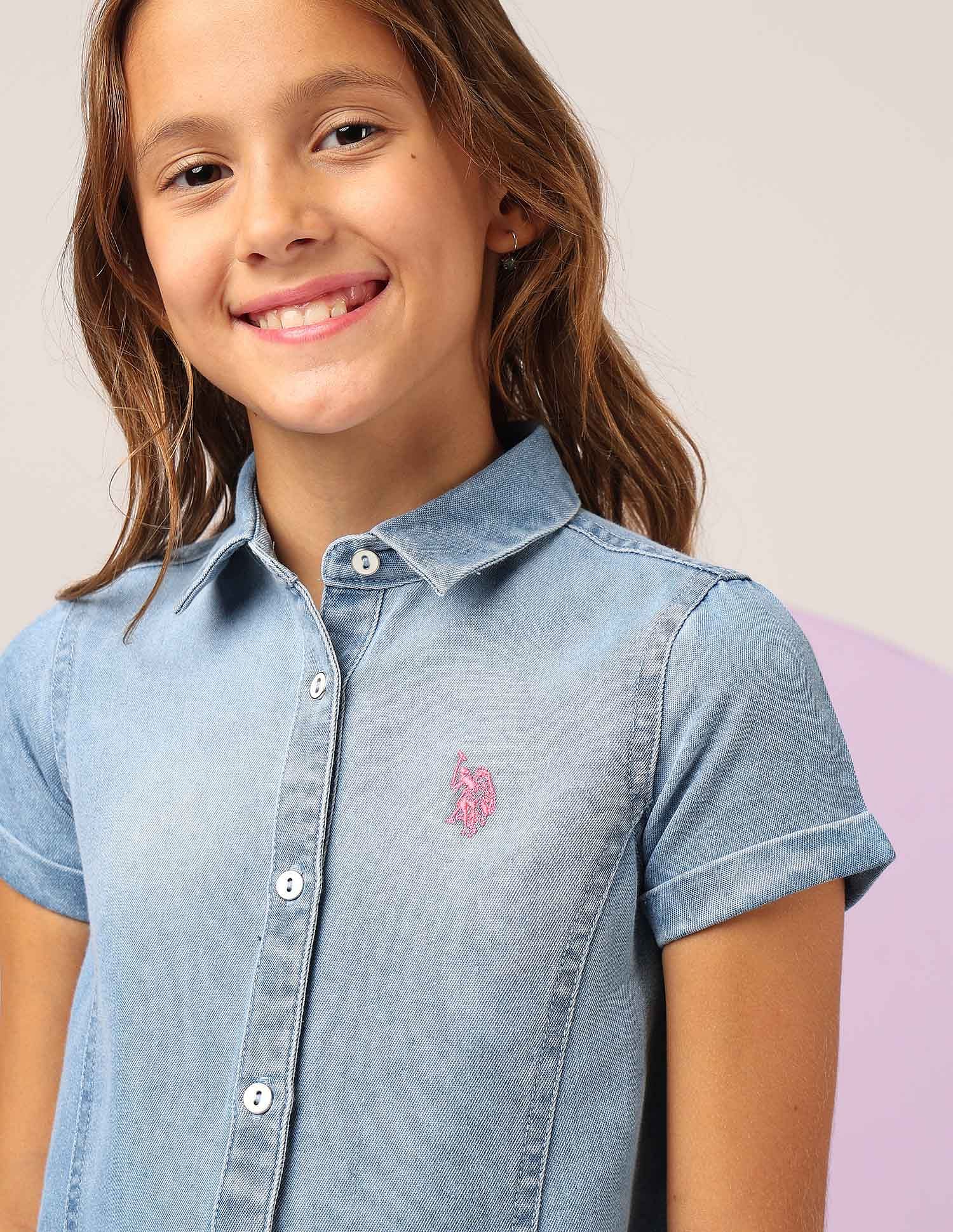 Girls Denim A-line Dress - Image 5