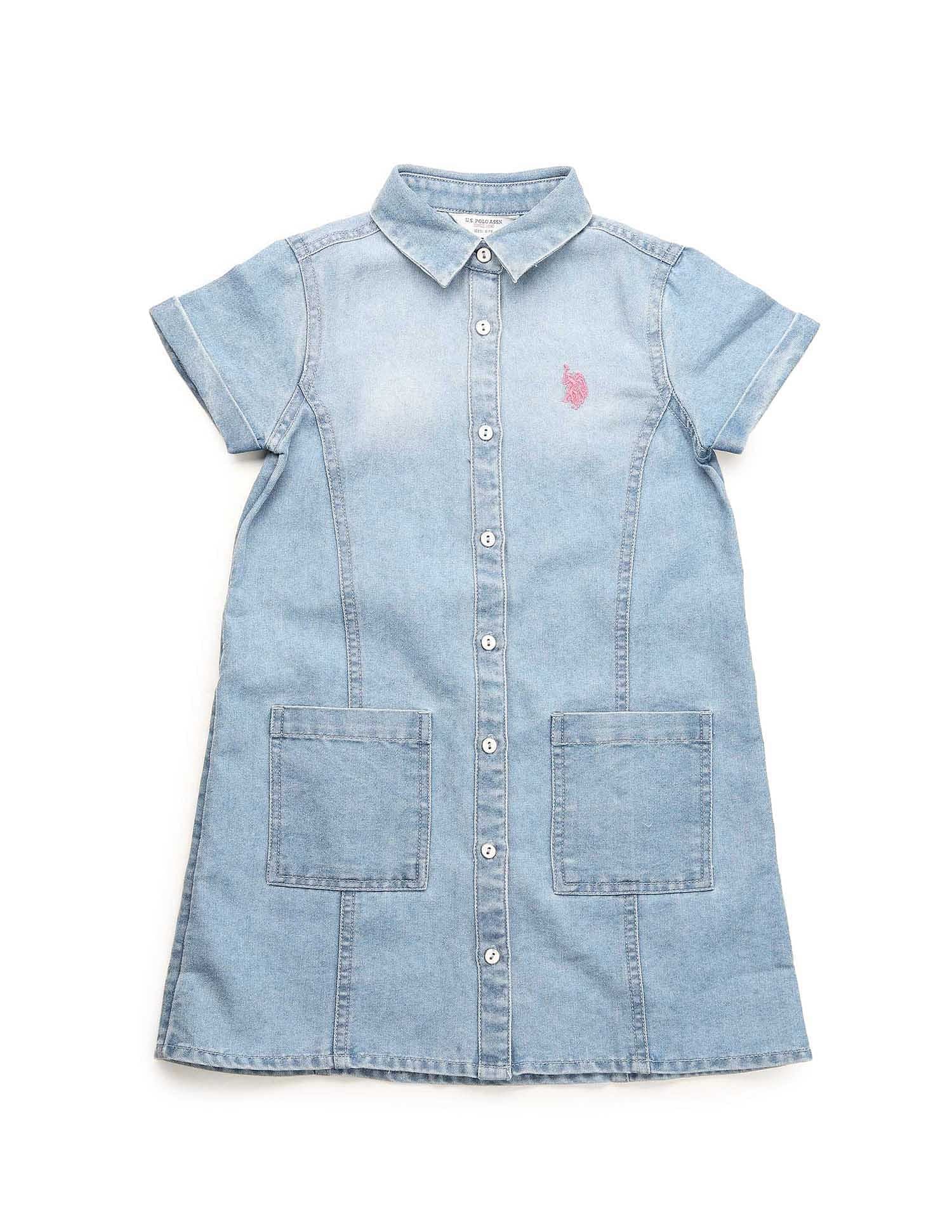 Girls Denim A-line Dress - Image 6