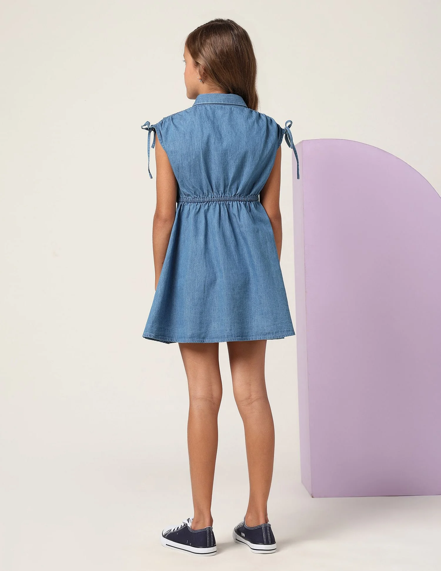 Girls Denim Fit And Flare Dress - Image 4