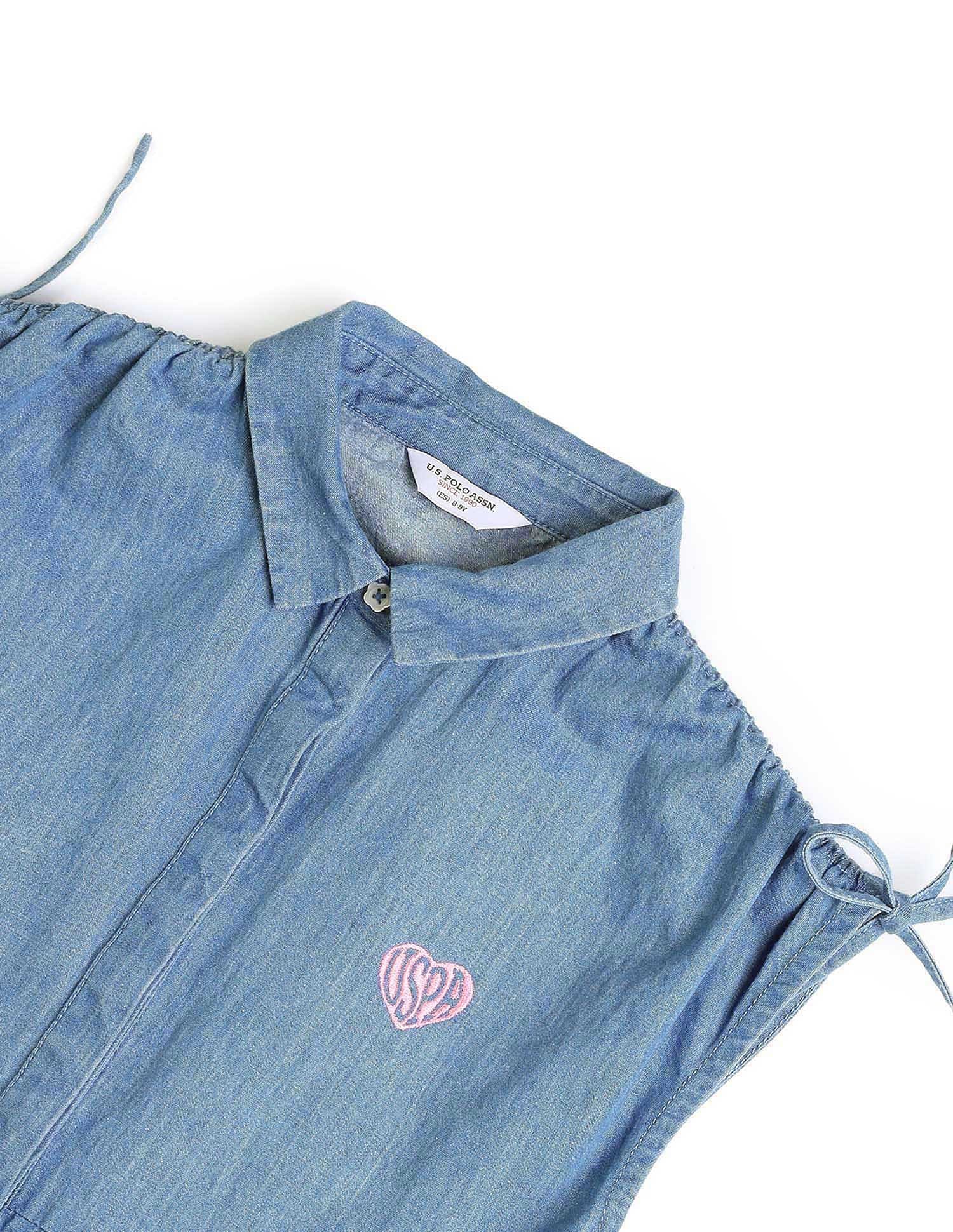 Girls Denim Fit And Flare Dress - Image 8