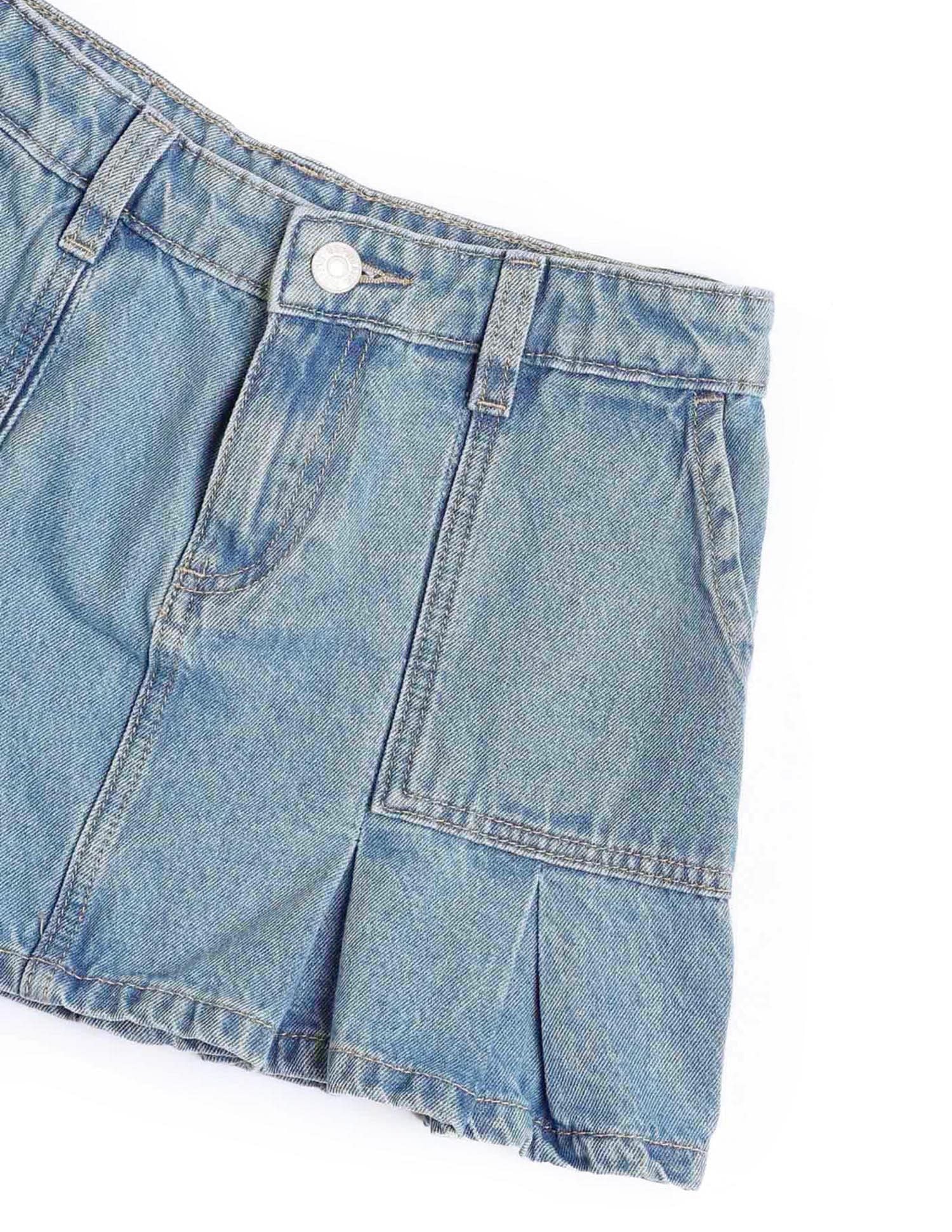 Girls Denim Pleated Skorts - Image 2