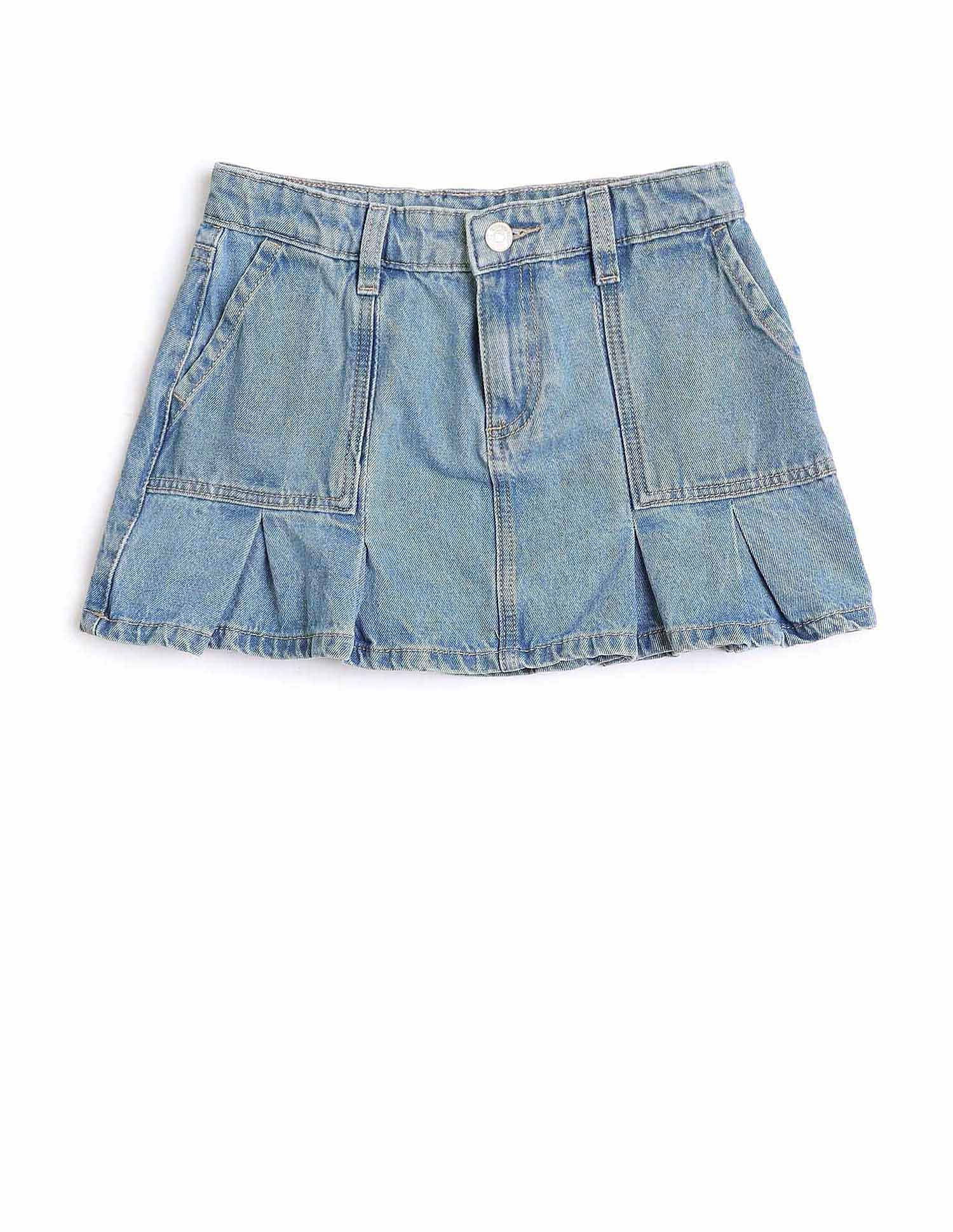 Girls Denim Pleated Skorts - Image 6