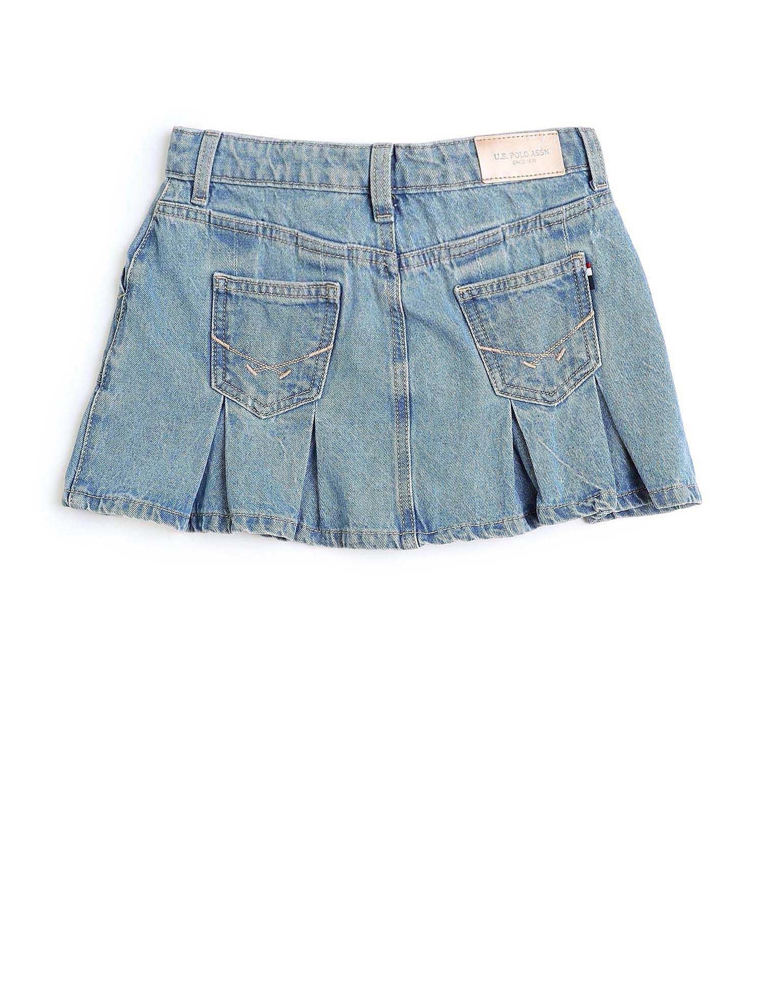 Girls Denim Pleated Skorts - Image 7