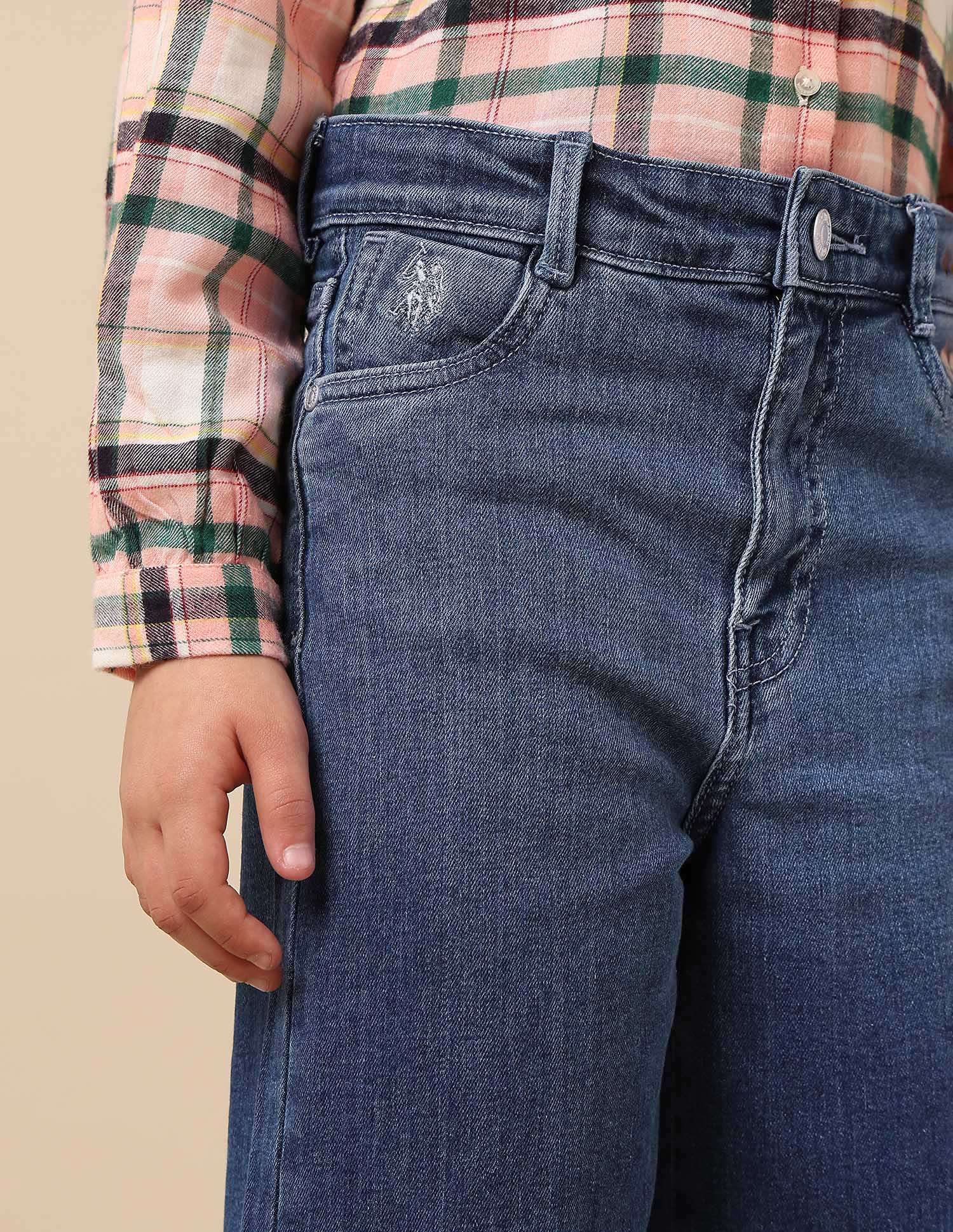 Girls Dyed Wide Leg Fit Jeans - Image 7