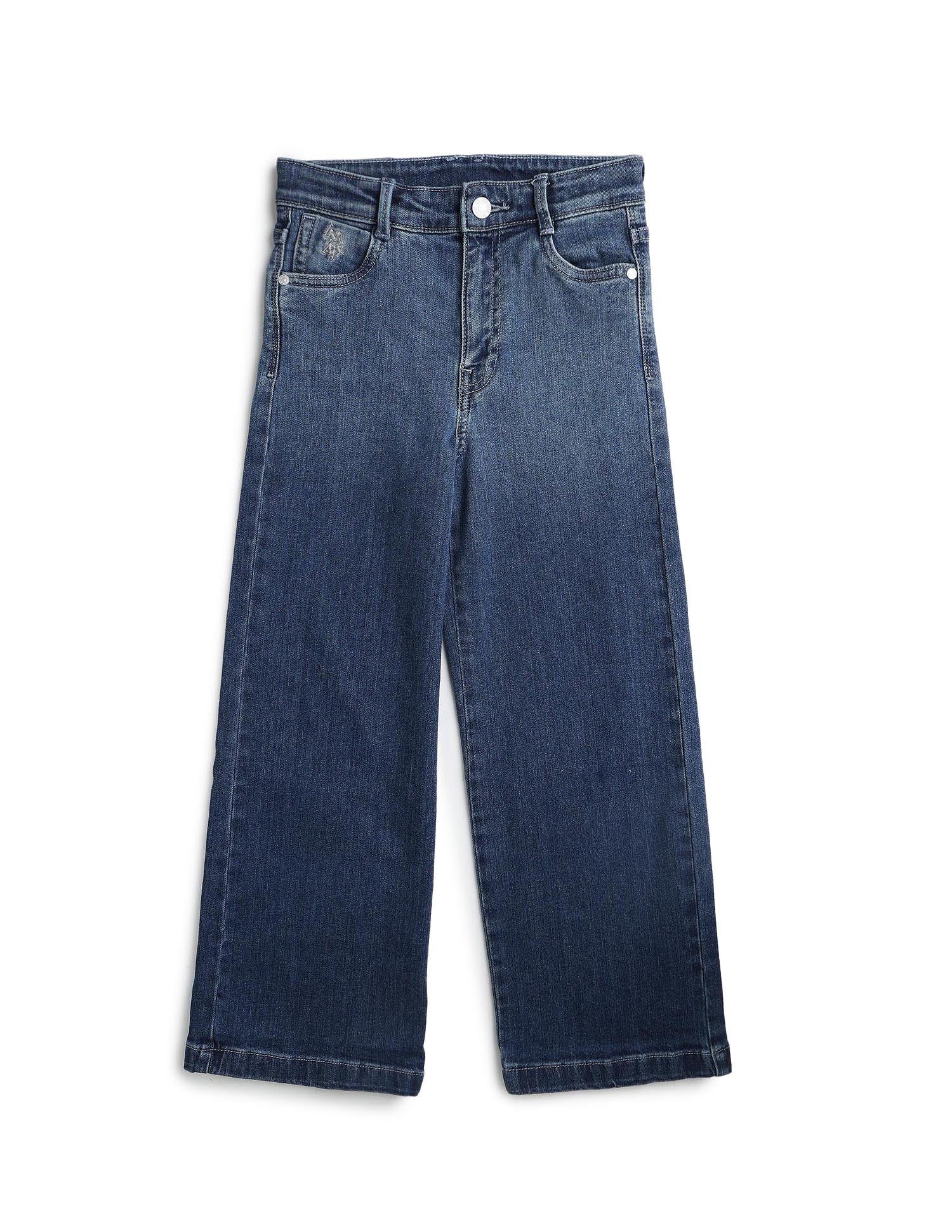Girls Dyed Wide Leg Fit Jeans - Image 9