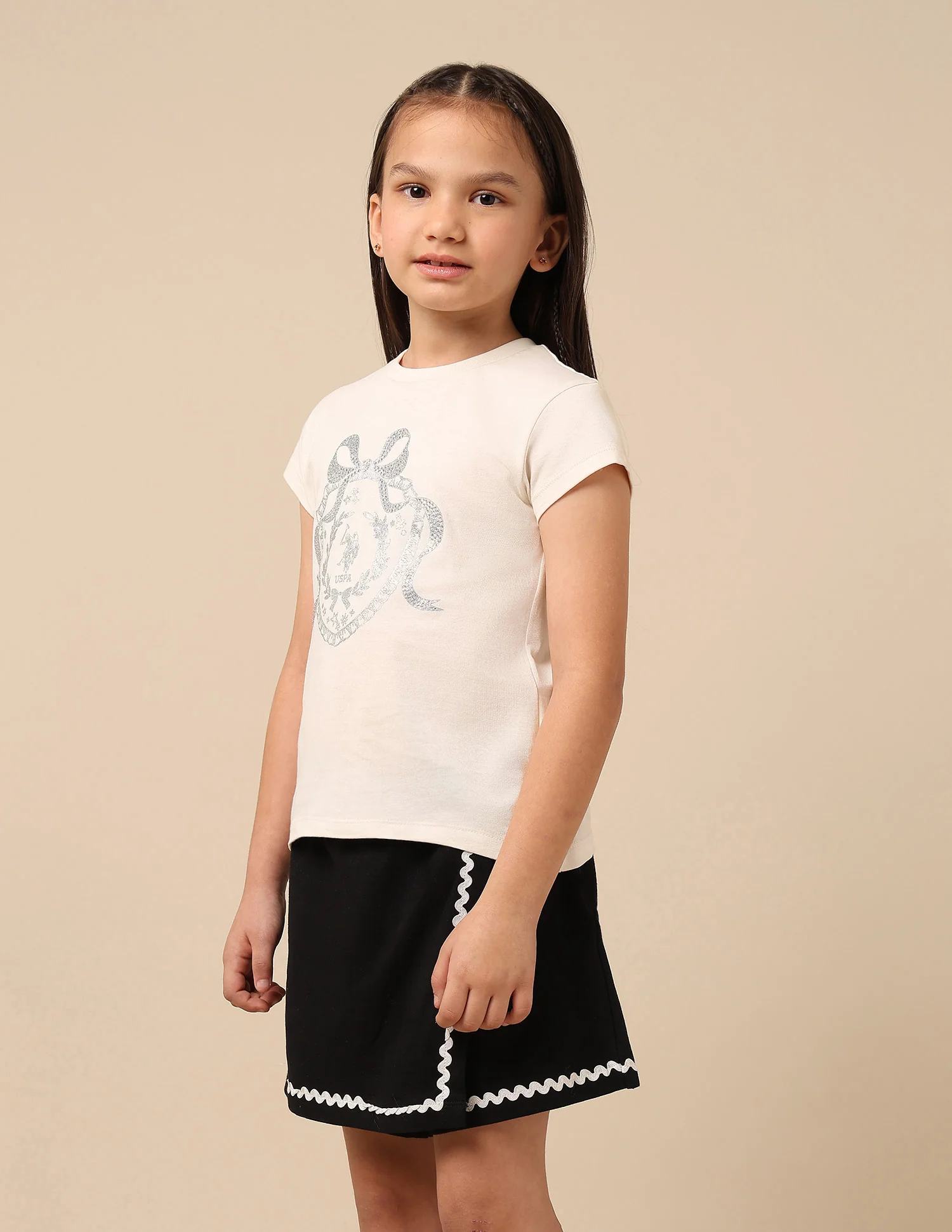 Girls Embellised Metallic Brand Printed Top - Image 4
