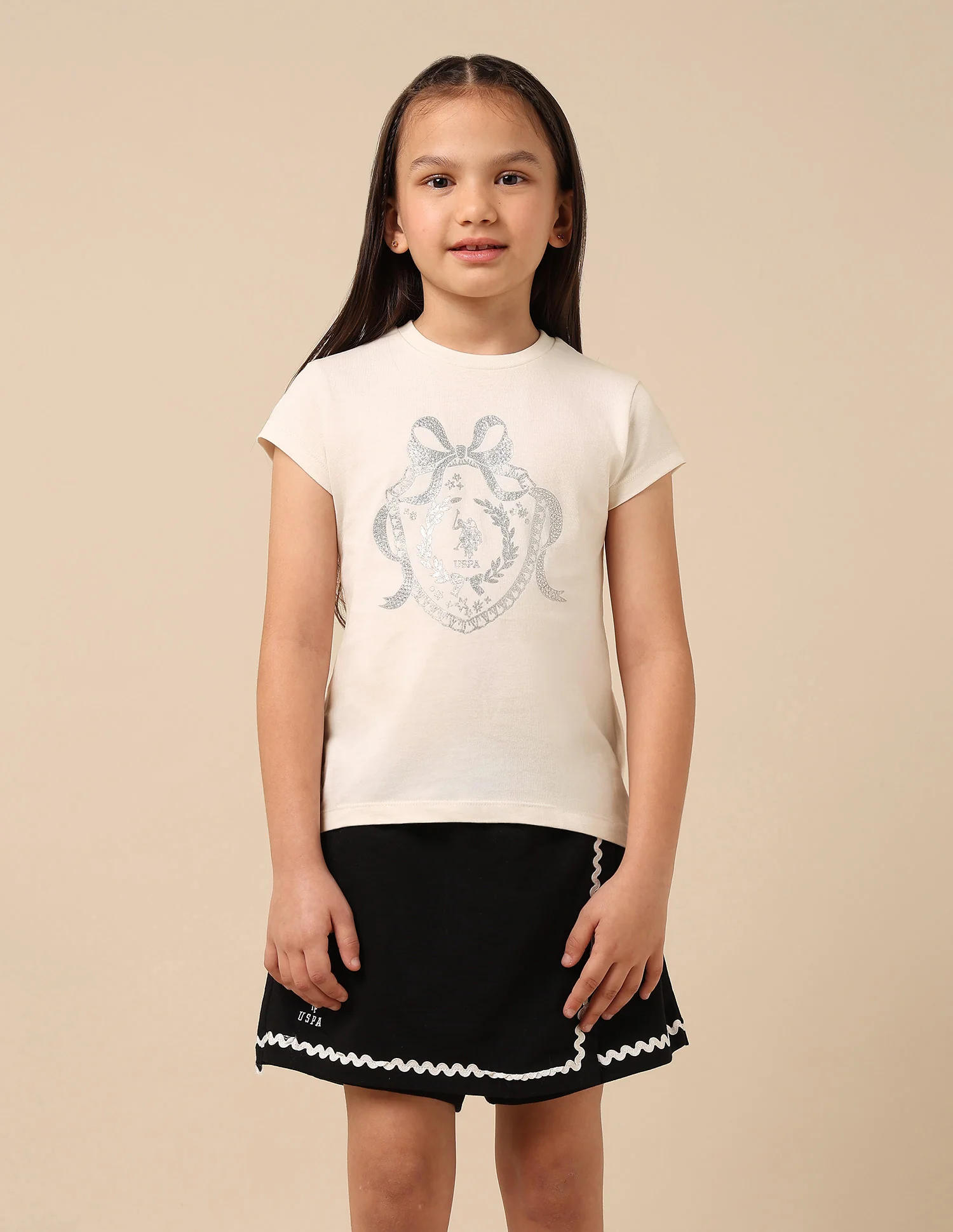 Girls Embellised Metallic Brand Printed Top - Image 6