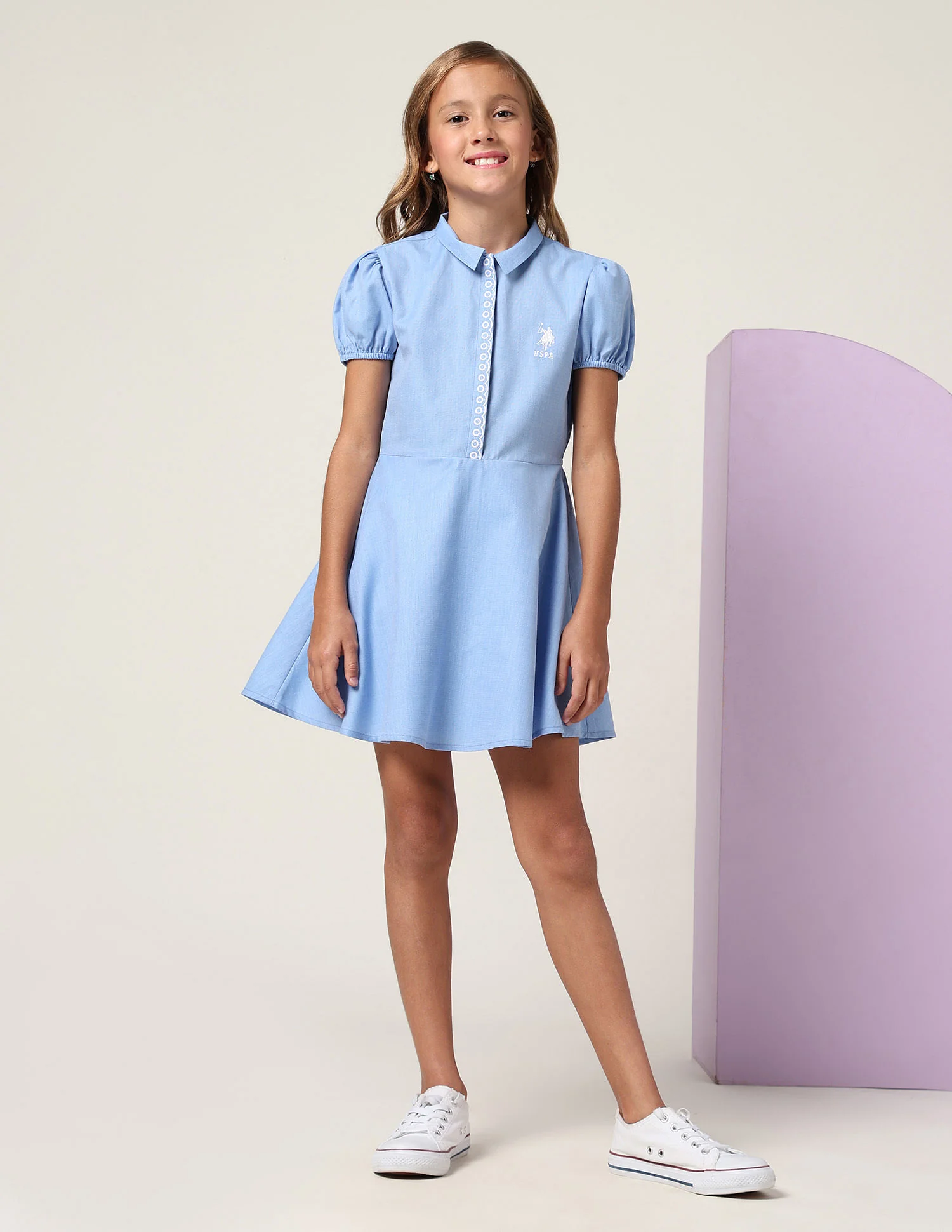 Girls Embroidered Fit & Flare Dress - Image 3