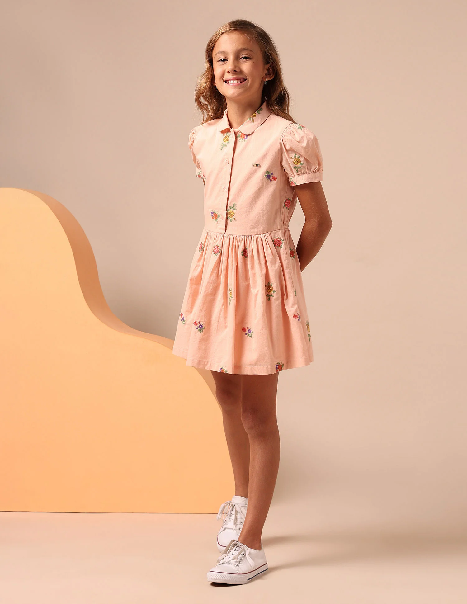 Girls Embroidered Fit & Flare Dress - Image 3