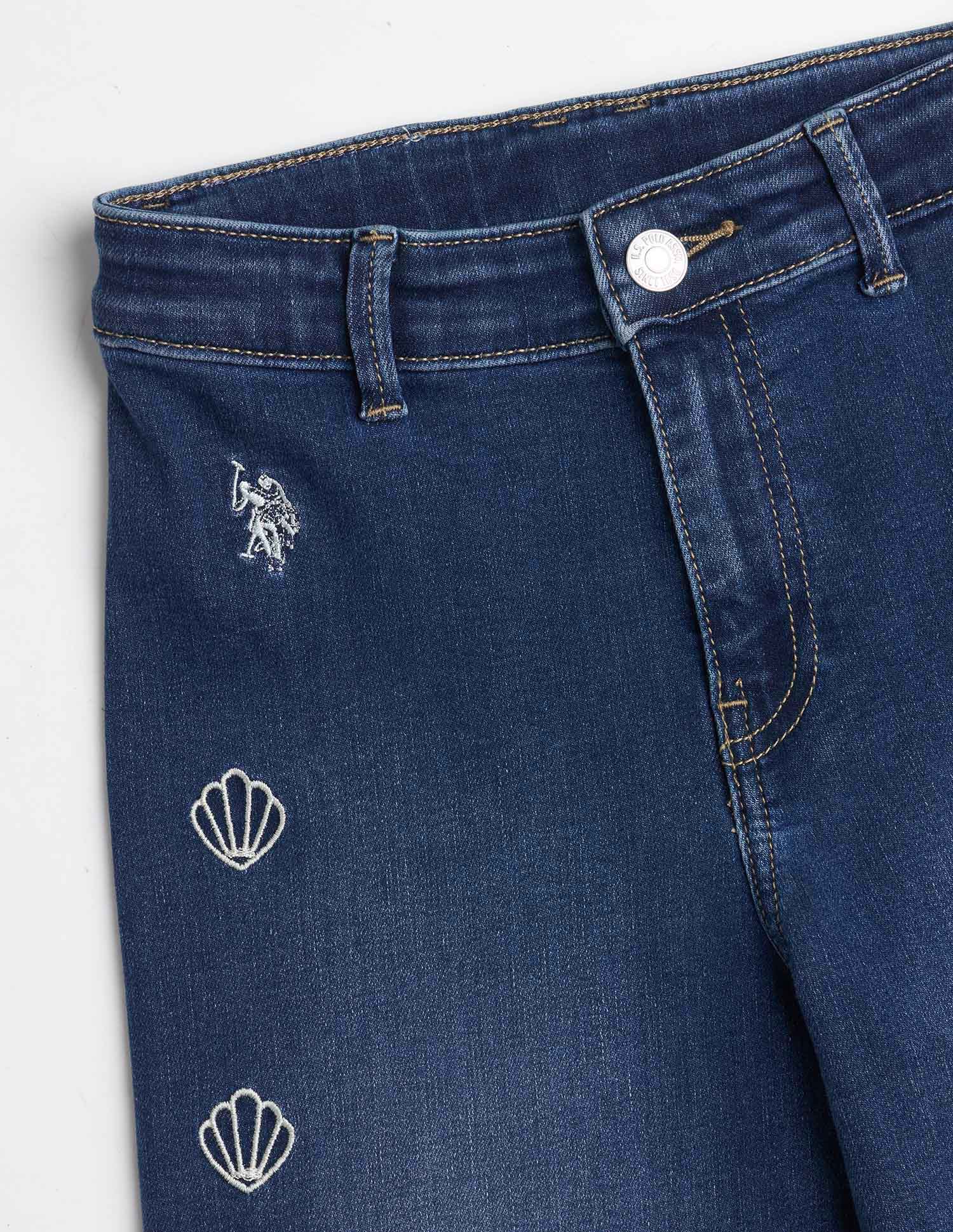 Girls Embroidered Stone Washed Jeans - Image 2