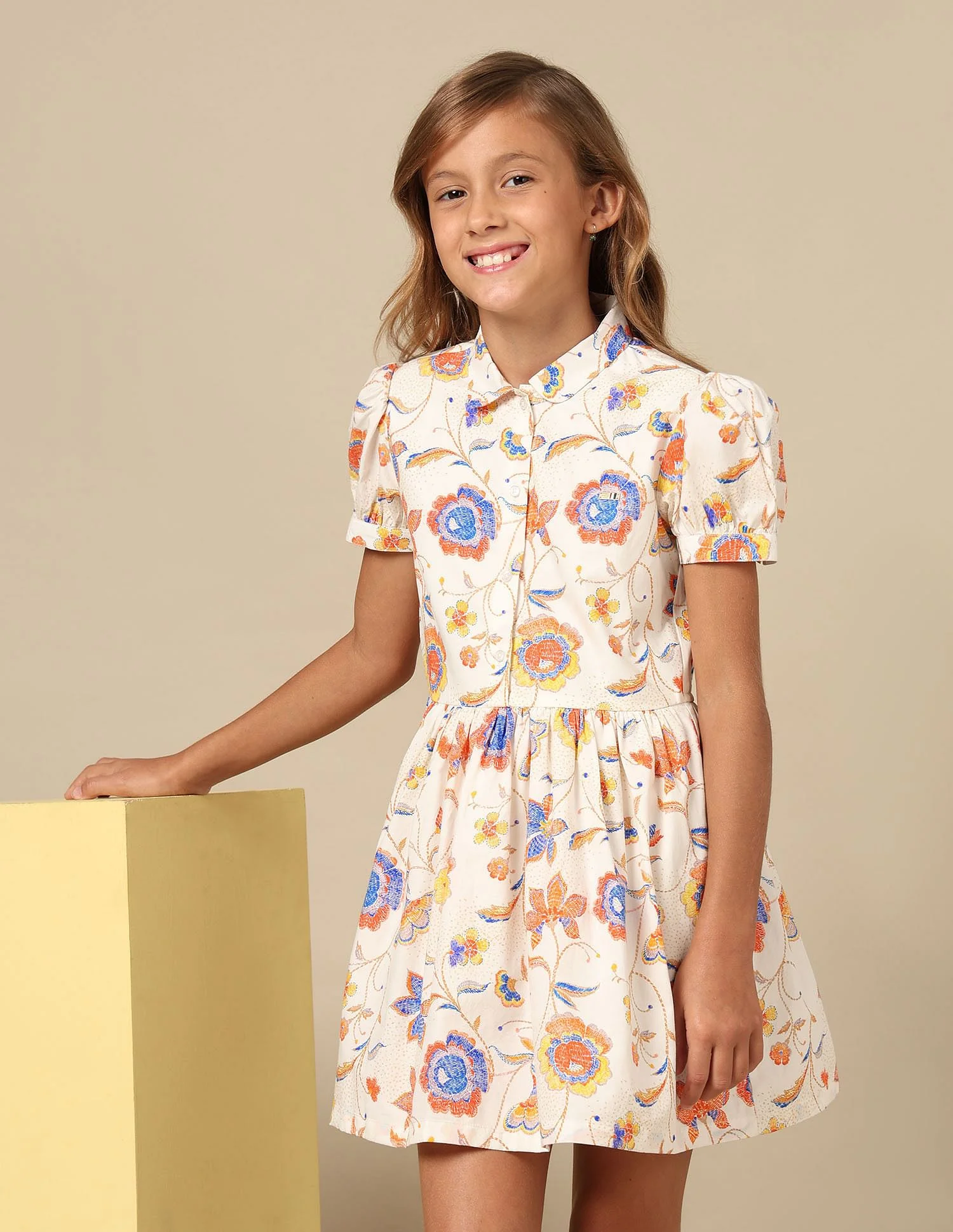 Girls Flare Printed Shirt Dress