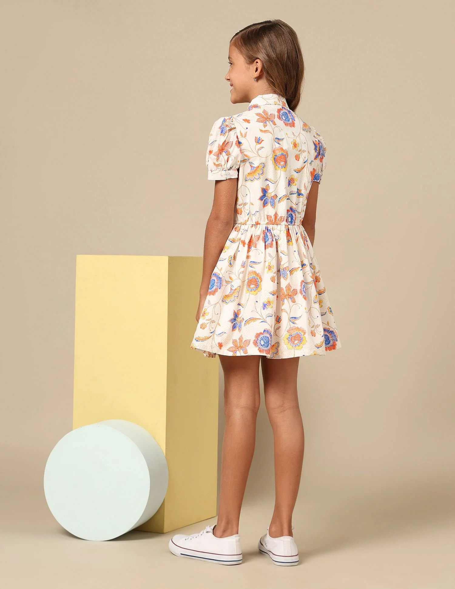 Girls Flare Printed Shirt Dress - Image 4