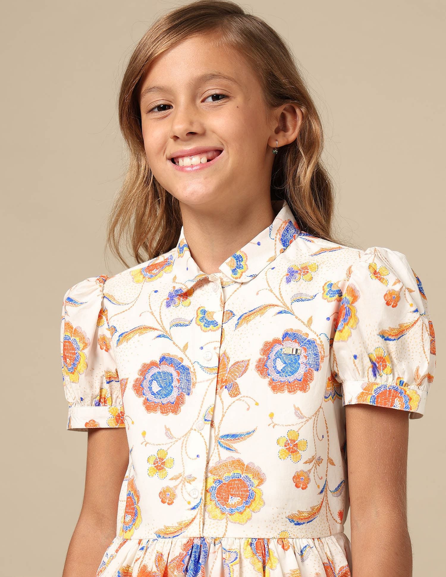 Girls Flare Printed Shirt Dress - Image 5