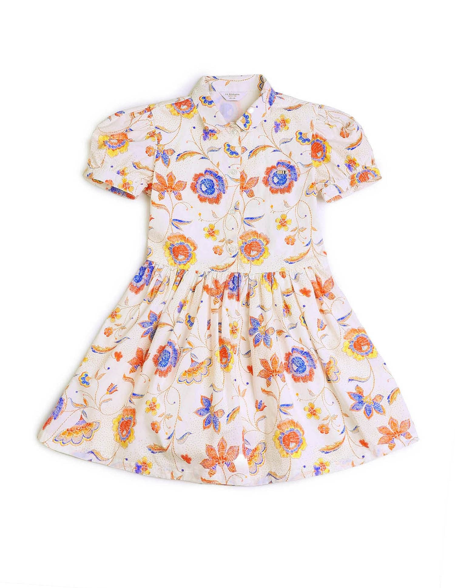 Girls Flare Printed Shirt Dress - Image 6