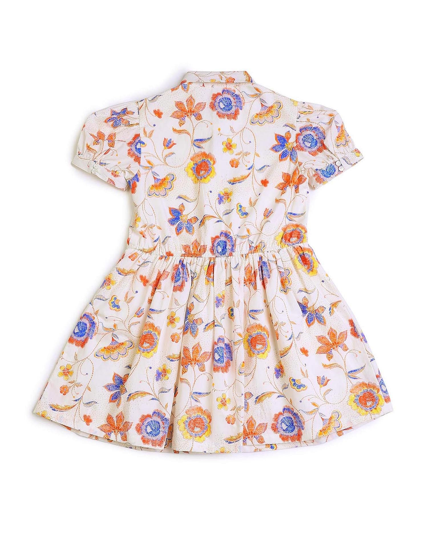 Girls Flare Printed Shirt Dress - Image 7