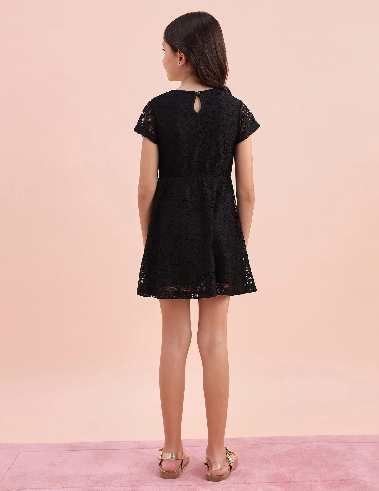 Girls Floral A-Line Lace Dress - Image 5