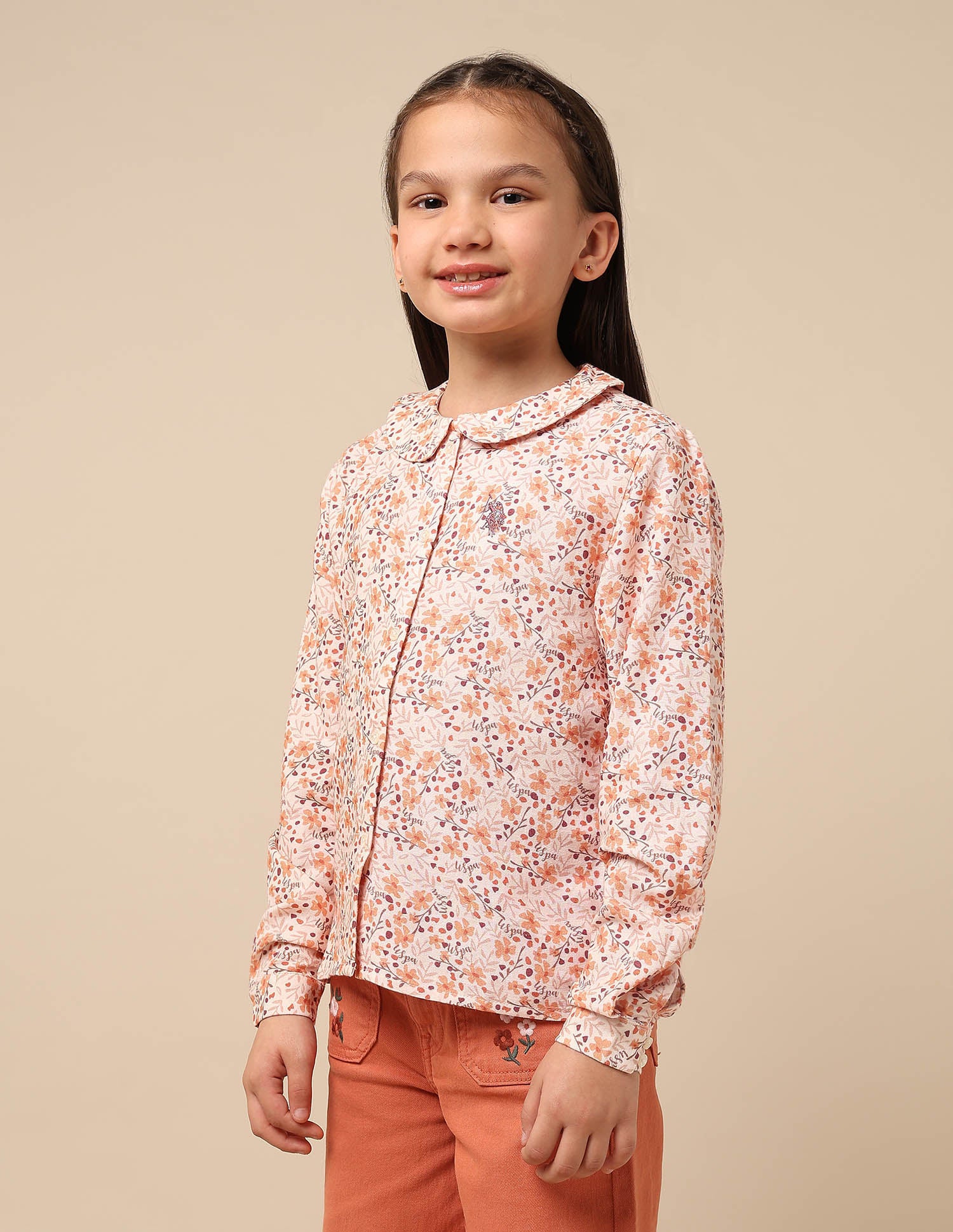 Girls Floral Brand Printed Regular Fit Top - Image 4