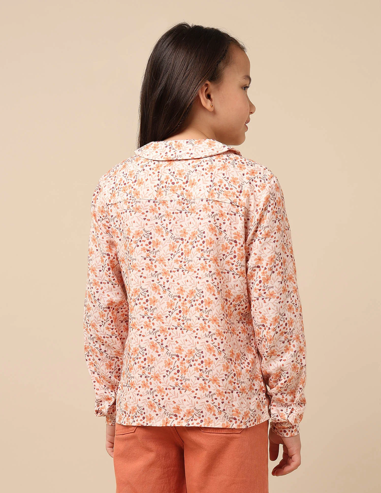 Girls Floral Brand Printed Regular Fit Top - Image 5