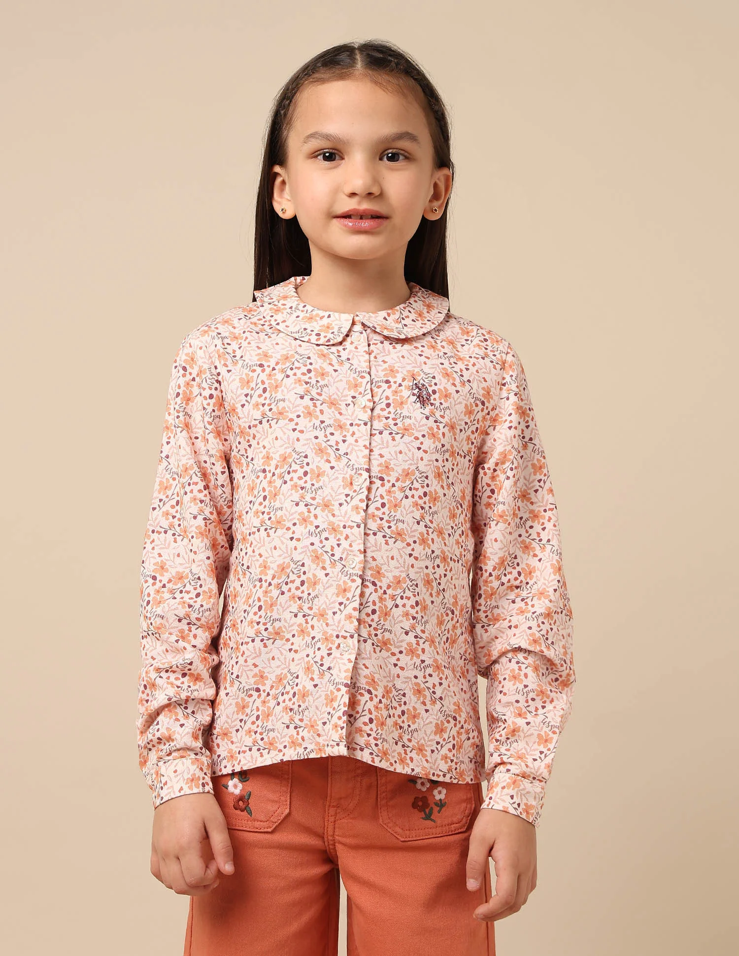 Girls Floral Brand Printed Regular Fit Top - Image 6