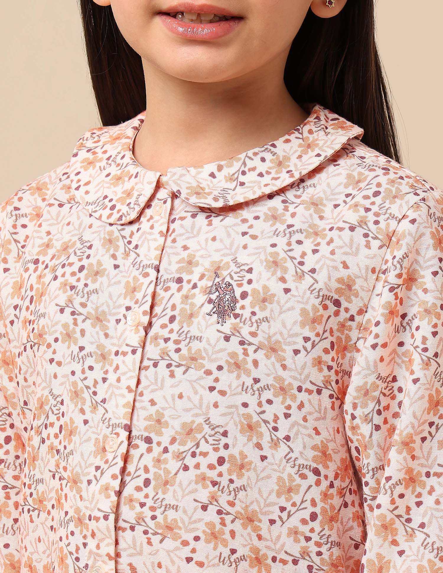Girls Floral Brand Printed Regular Fit Top - Image 7