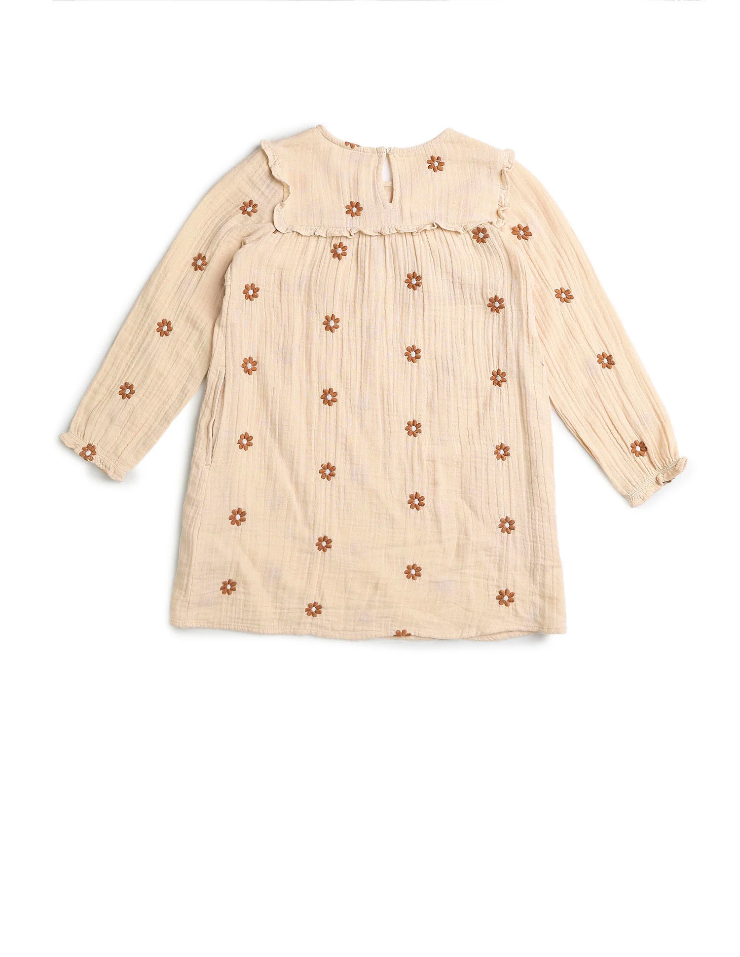 Girls Floral Embroidered A-Line Dress - Image 9