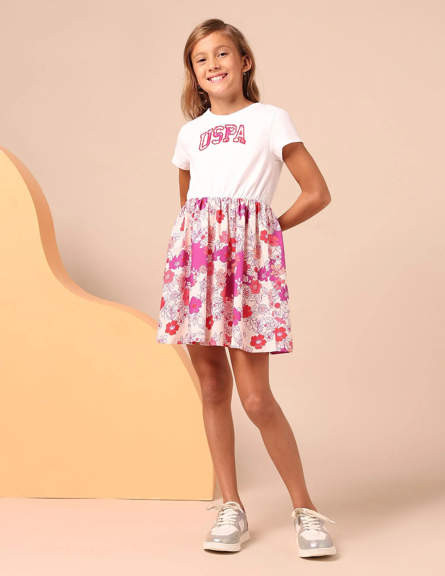 Girls Floral Printed Fit And Flare Dress - Image 4