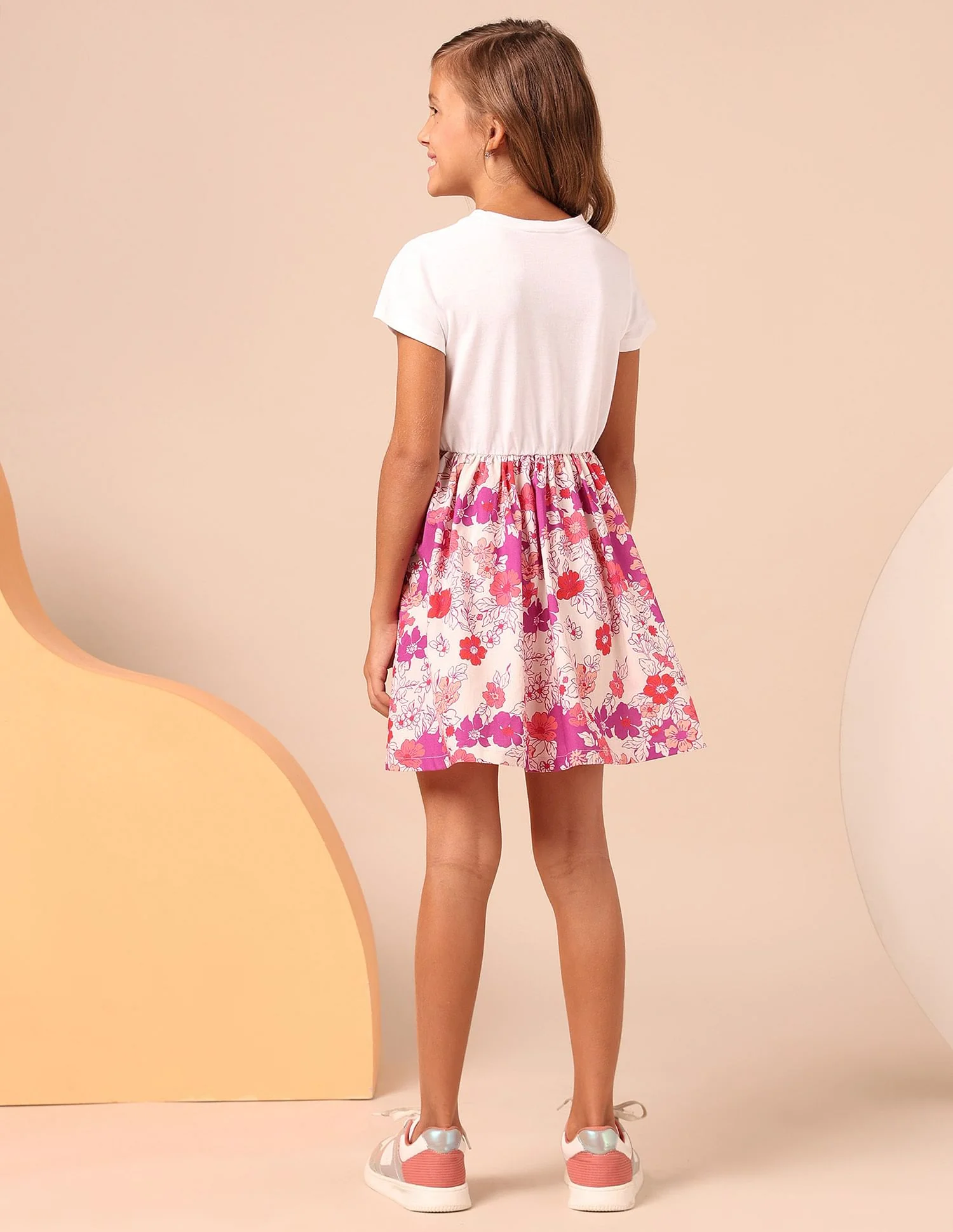 Girls Floral Printed Fit And Flare Dress - Image 5
