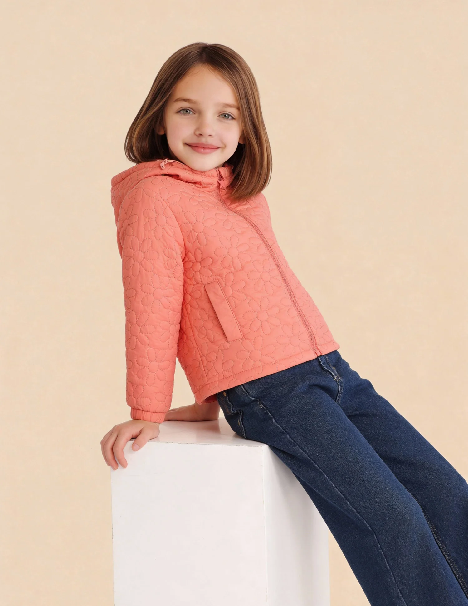 Girls Floral Quilted Jacket