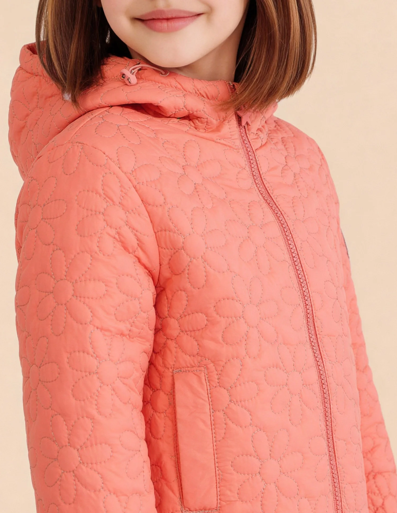 Girls Floral Quilted Jacket - Image 6