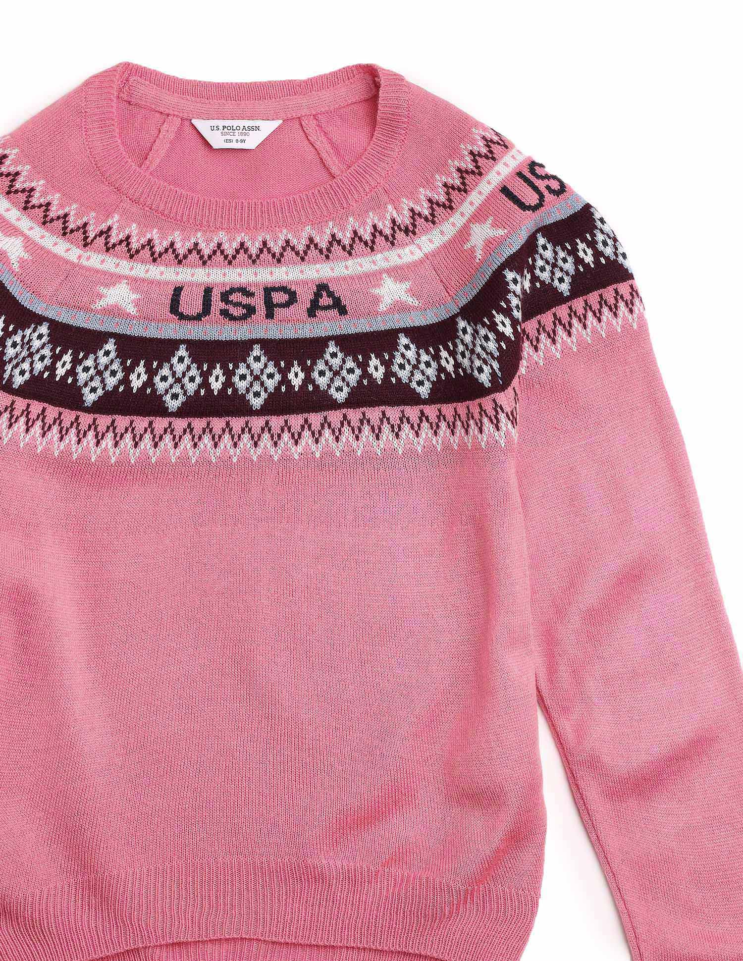 Girls Geometric Patterned Knit Sweater - Image 10