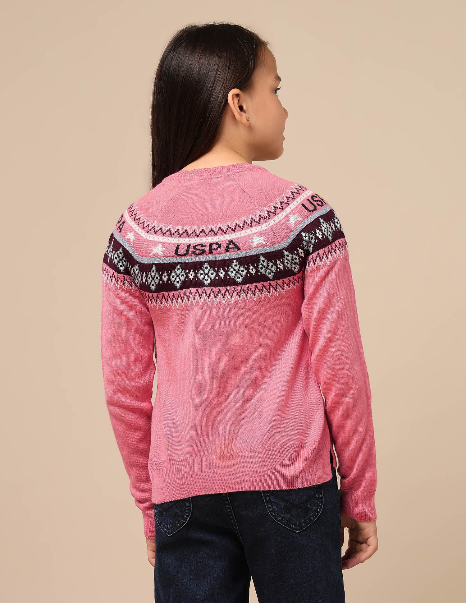 Girls Geometric Patterned Knit Sweater - Image 5