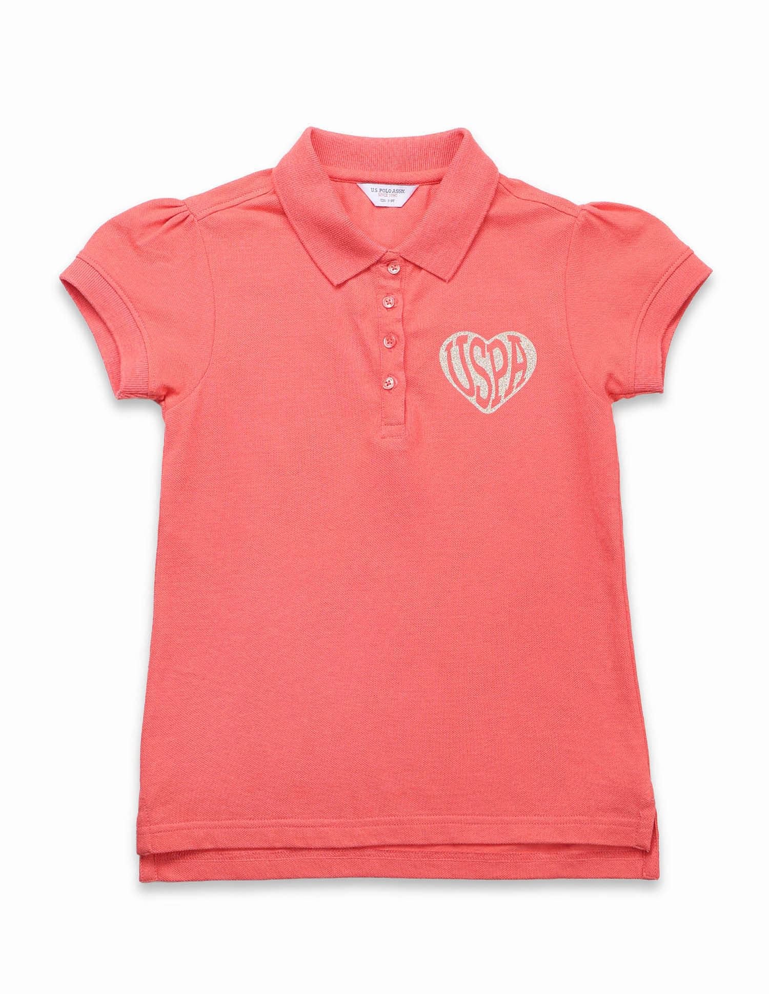 Girls Glitter Relaxed Fit Polo Shirt - Image 6