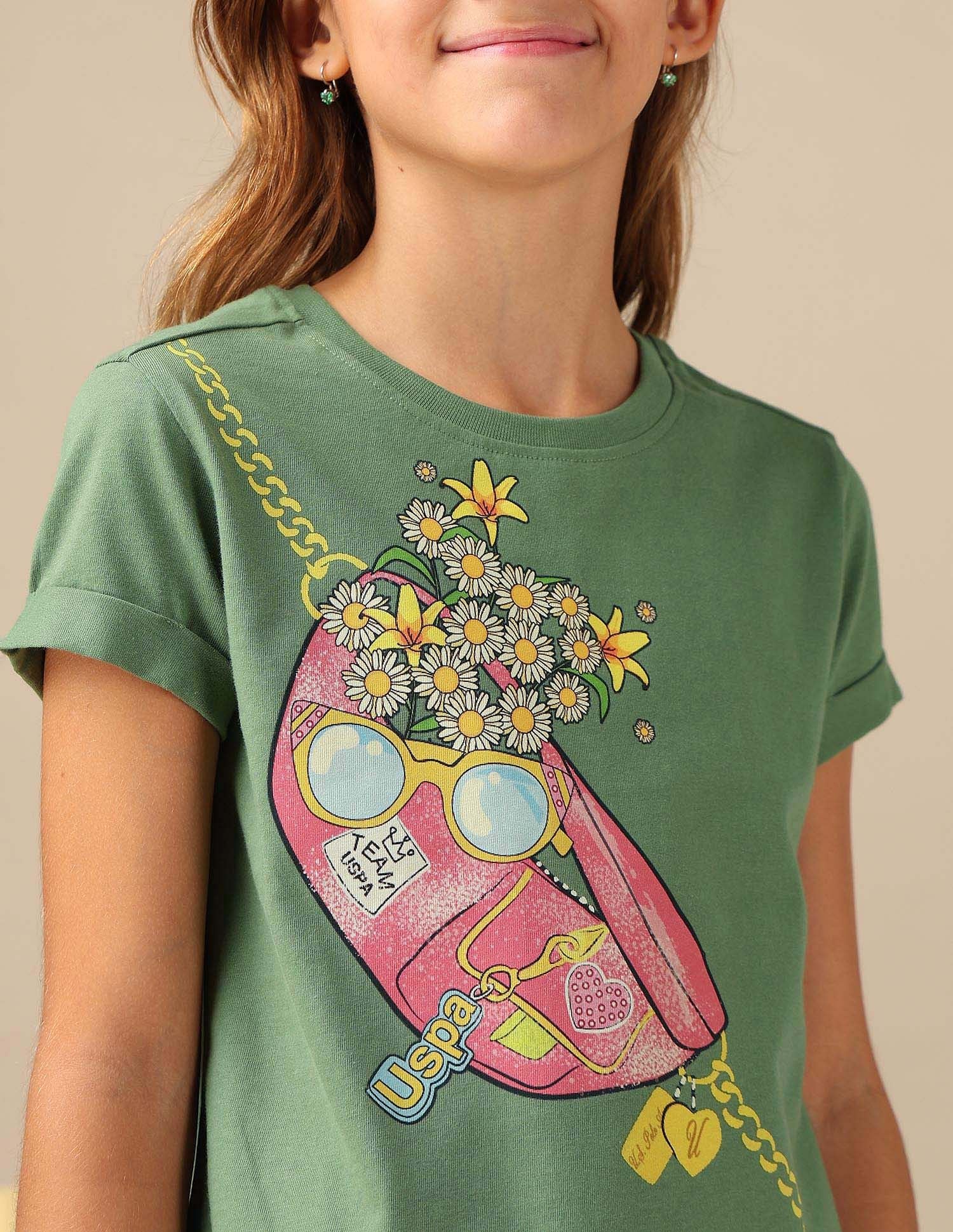 Girls Graphic Printed Relaxed Fit T-Shirt - Image 6