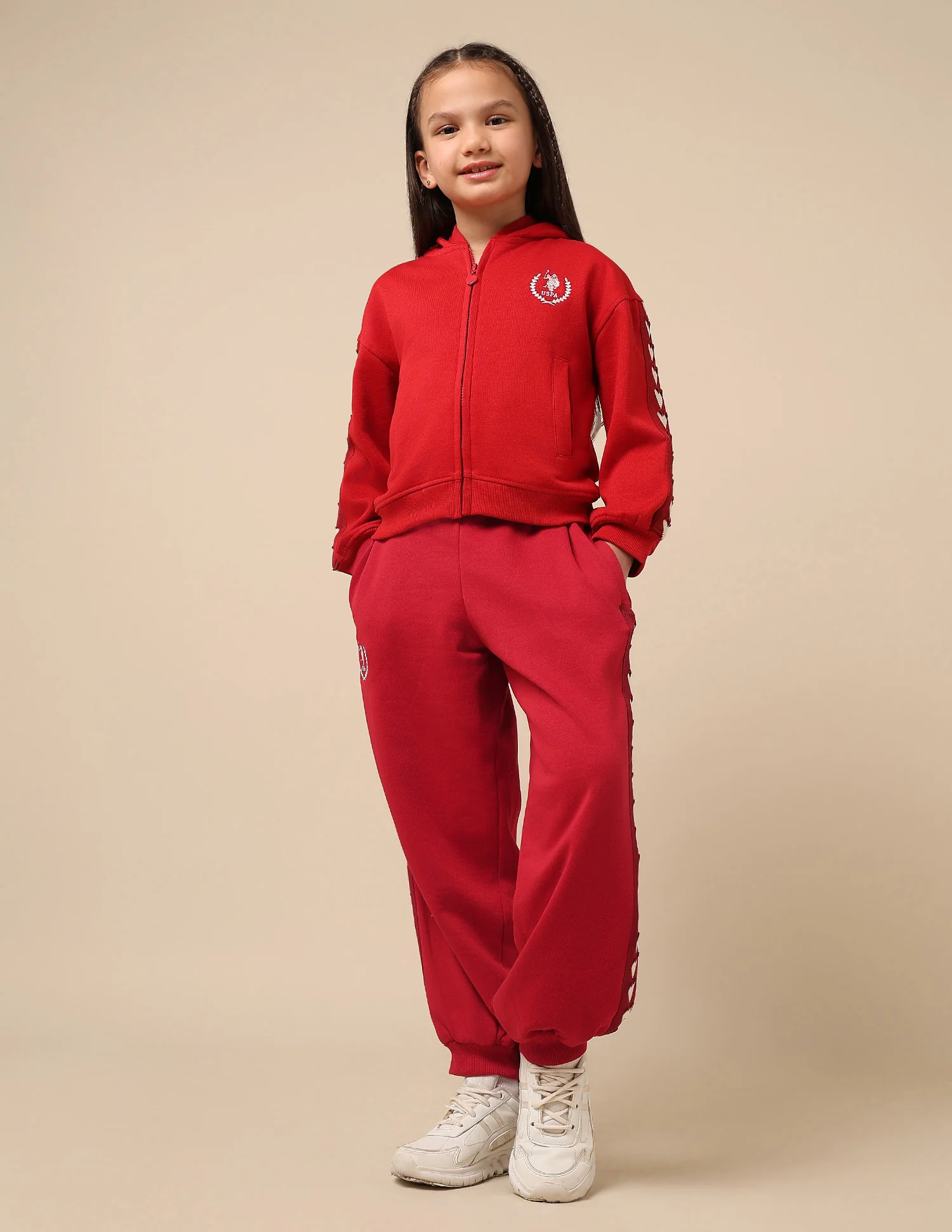 Girls Heart Patterned Knit Mid Rise Joggers - Image 3