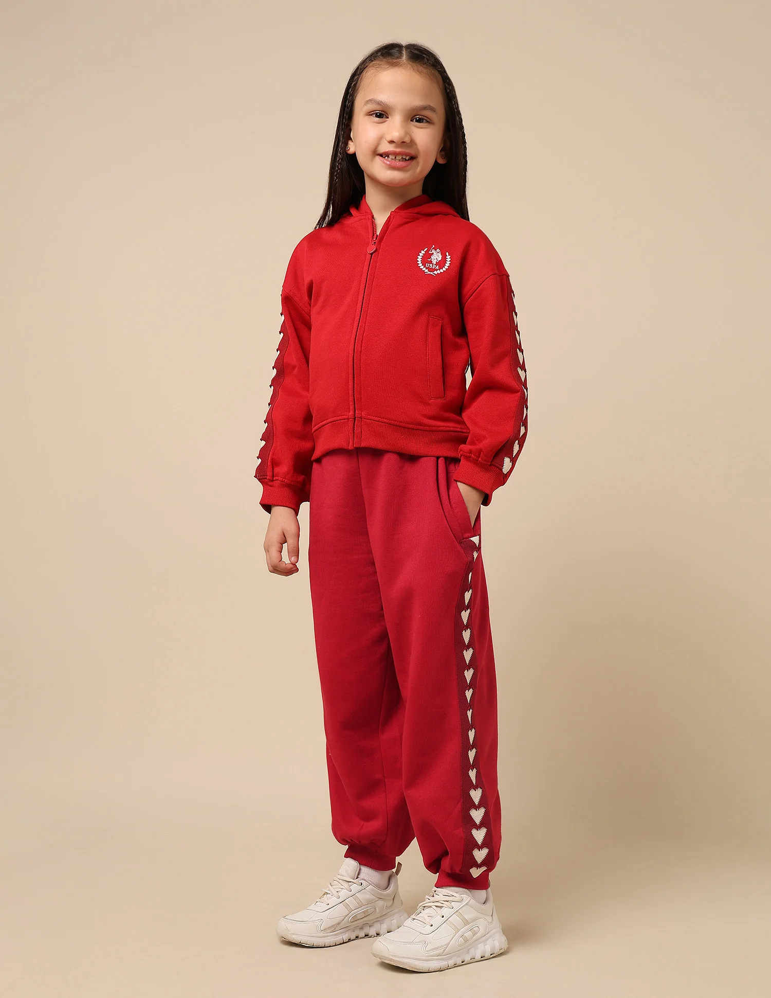 Girls Heart Patterned Knit Mid Rise Joggers - Image 4