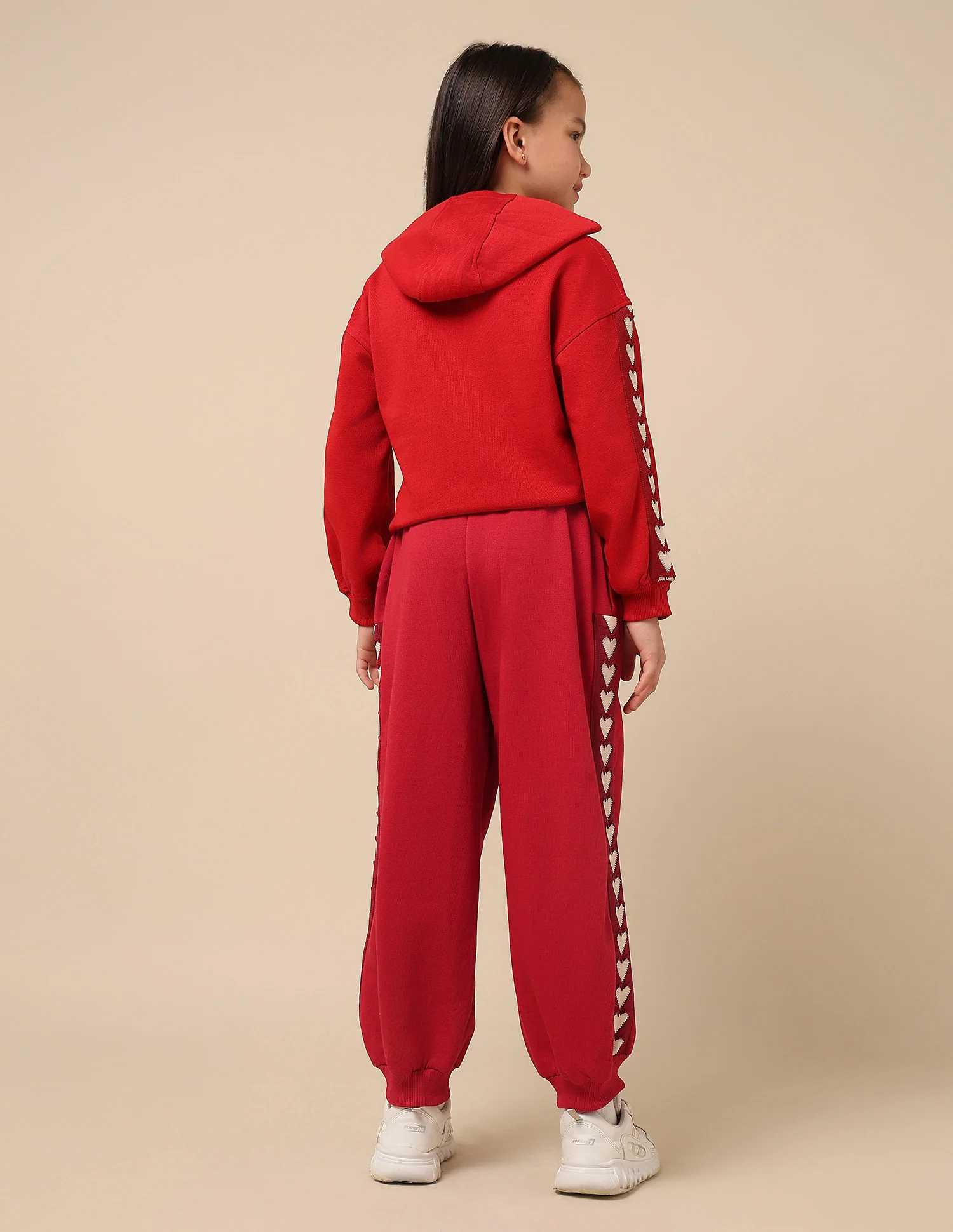 Girls Heart Patterned Knit Mid Rise Joggers - Image 5