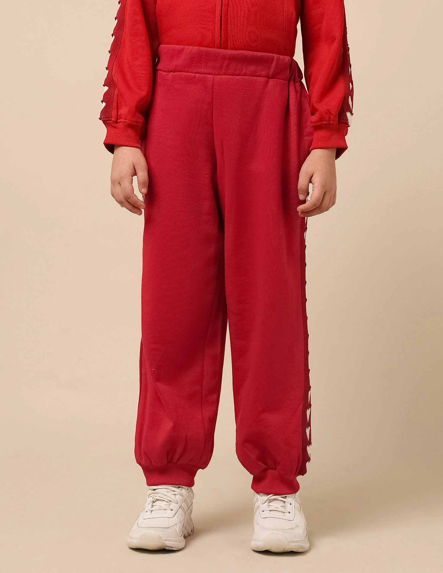 Girls Heart Patterned Knit Mid Rise Joggers - Image 6